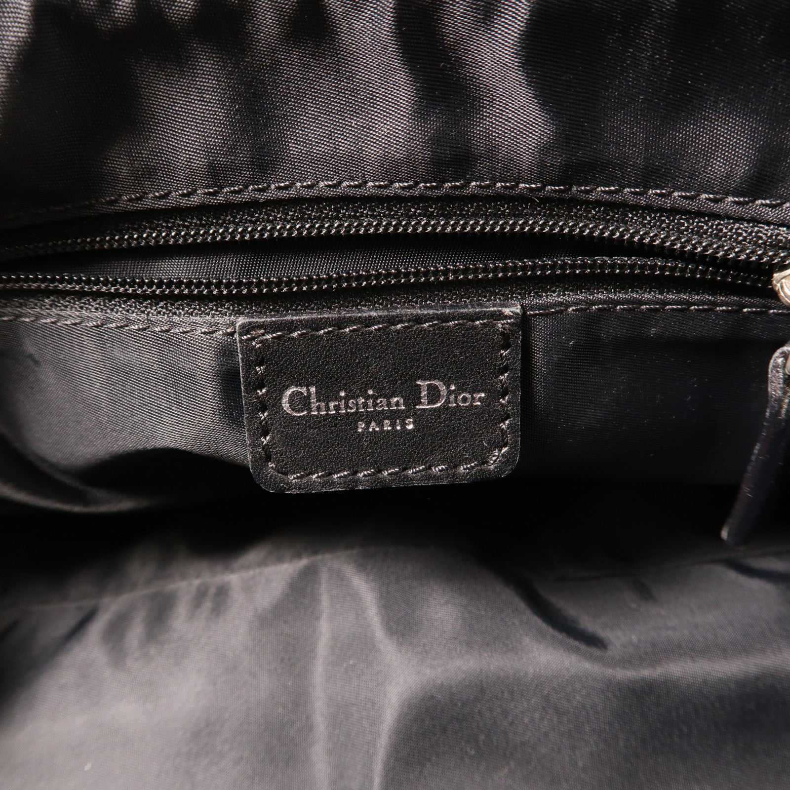 Dior 帆布Logo Charm Boston銀扣肩背袋黑色