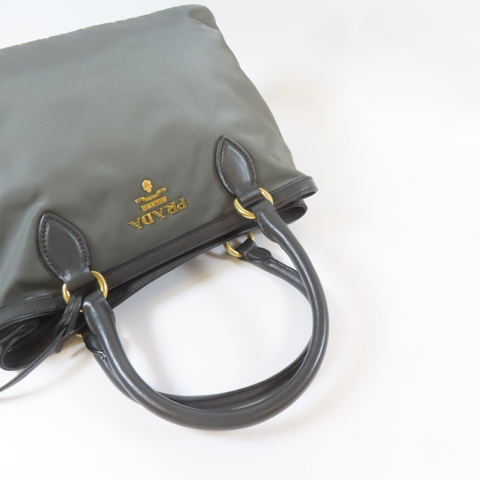 PRADA 尼龍2 Way Shoulder Bag金扣手挽肩背兩用袋灰色