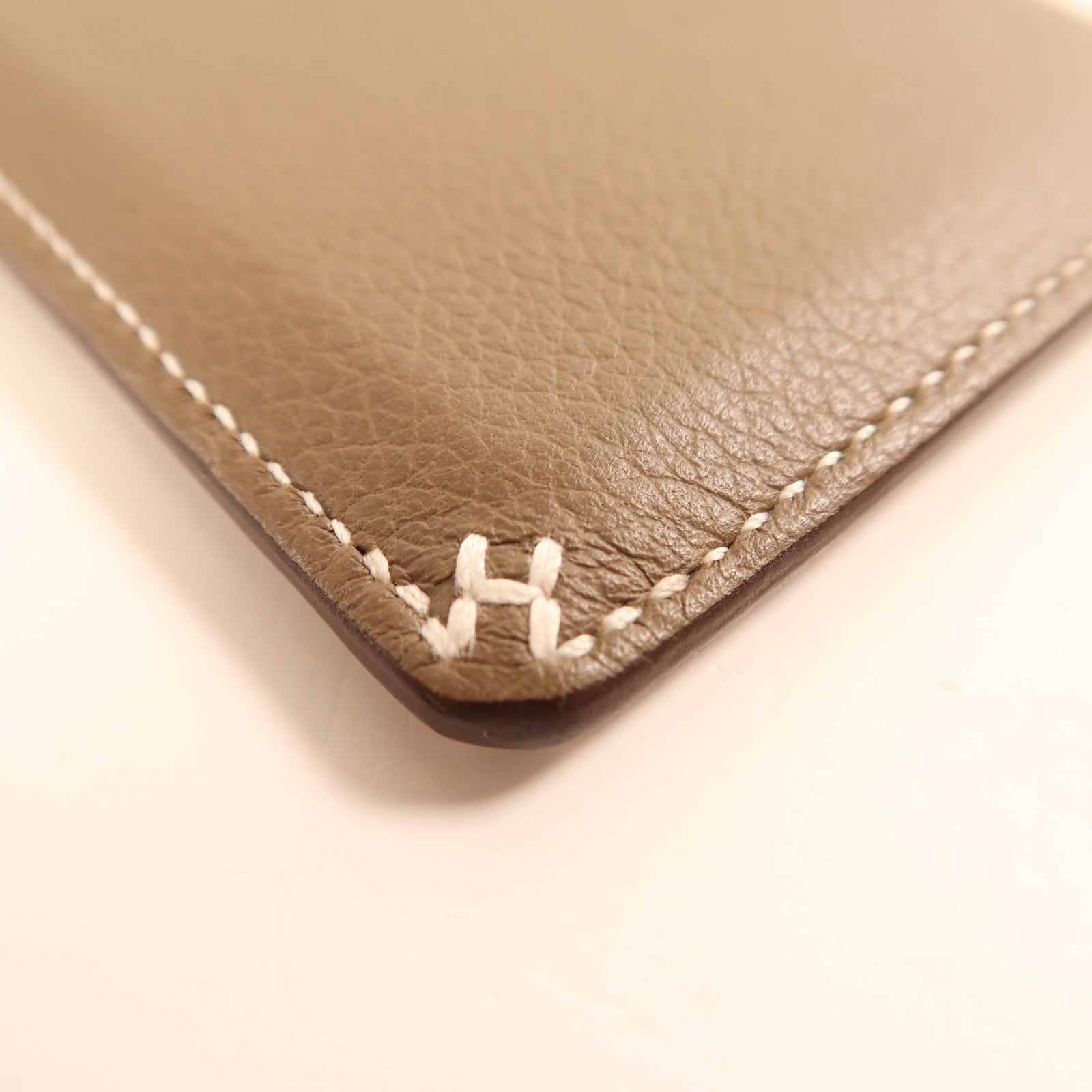 HERMES Evercolor皮革H Sellier卡片套Etoupe