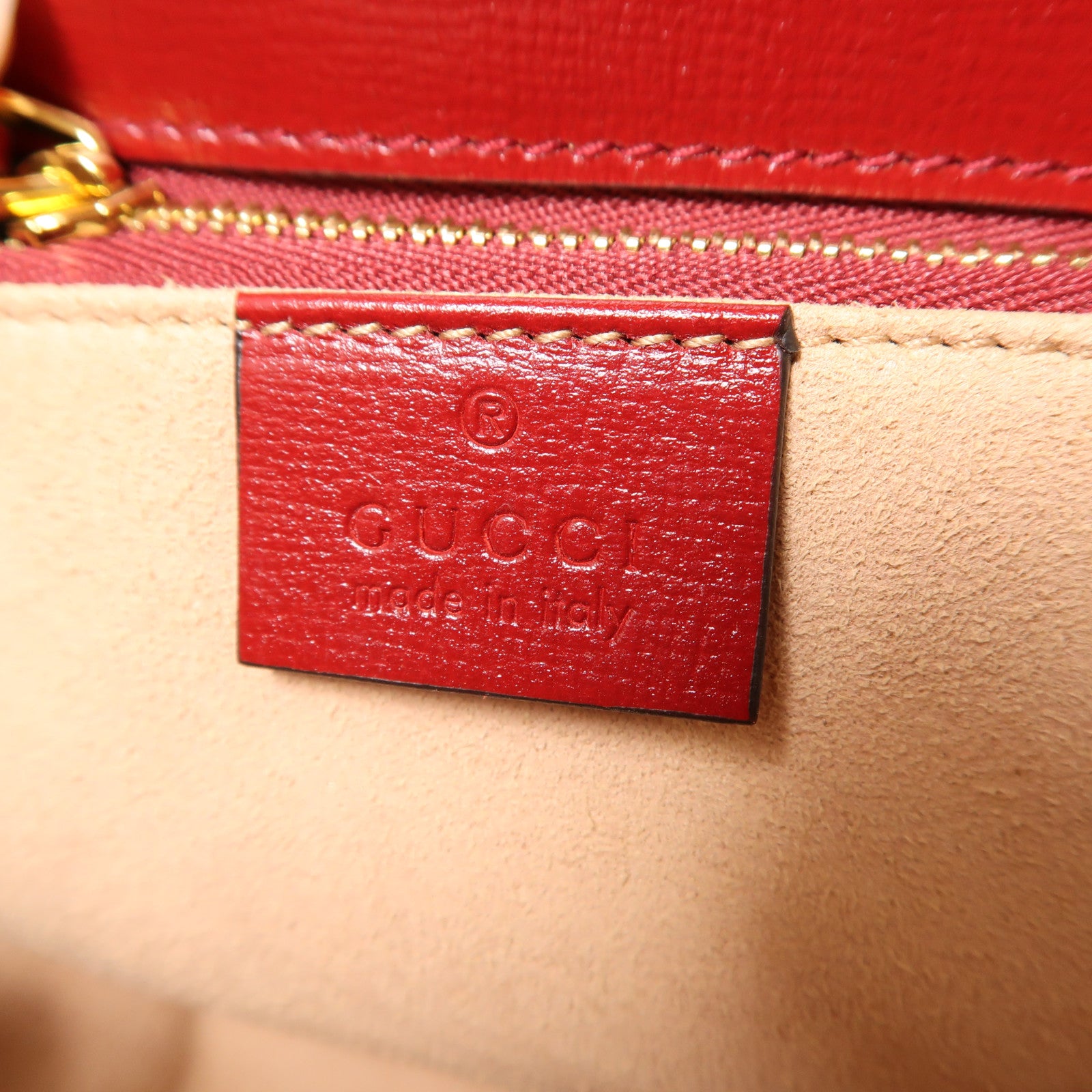GUCCI 塗層帆布/皮革Horsebit 1955金扣肩背袋啡色/紅色