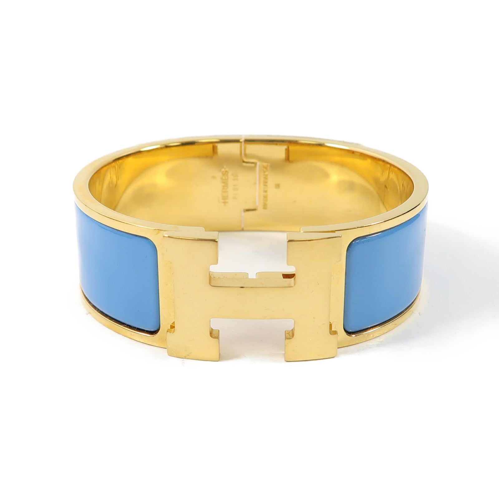 HERMES 金屬Clic-Clac H Bracelet金扣手鐲藍色