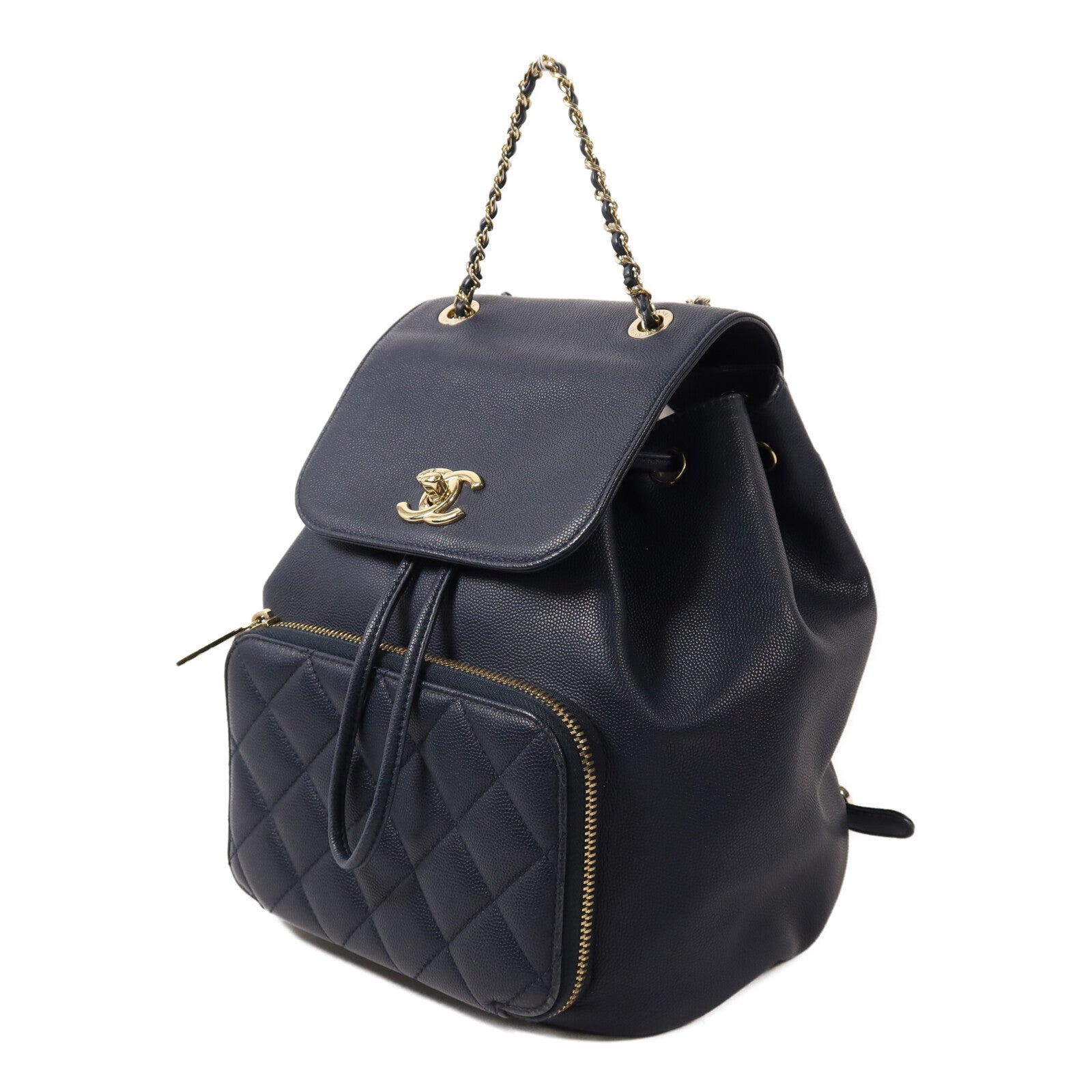 CHANEL 牛皮皮革Business Affinity Backpack金扣鏈帶背包