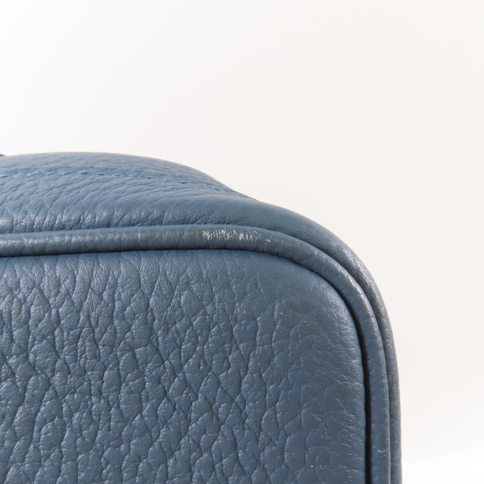 HERMES 【激減優惠】Clemence皮革Garden Party PM銀扣手挽袋Bleu Tempete
