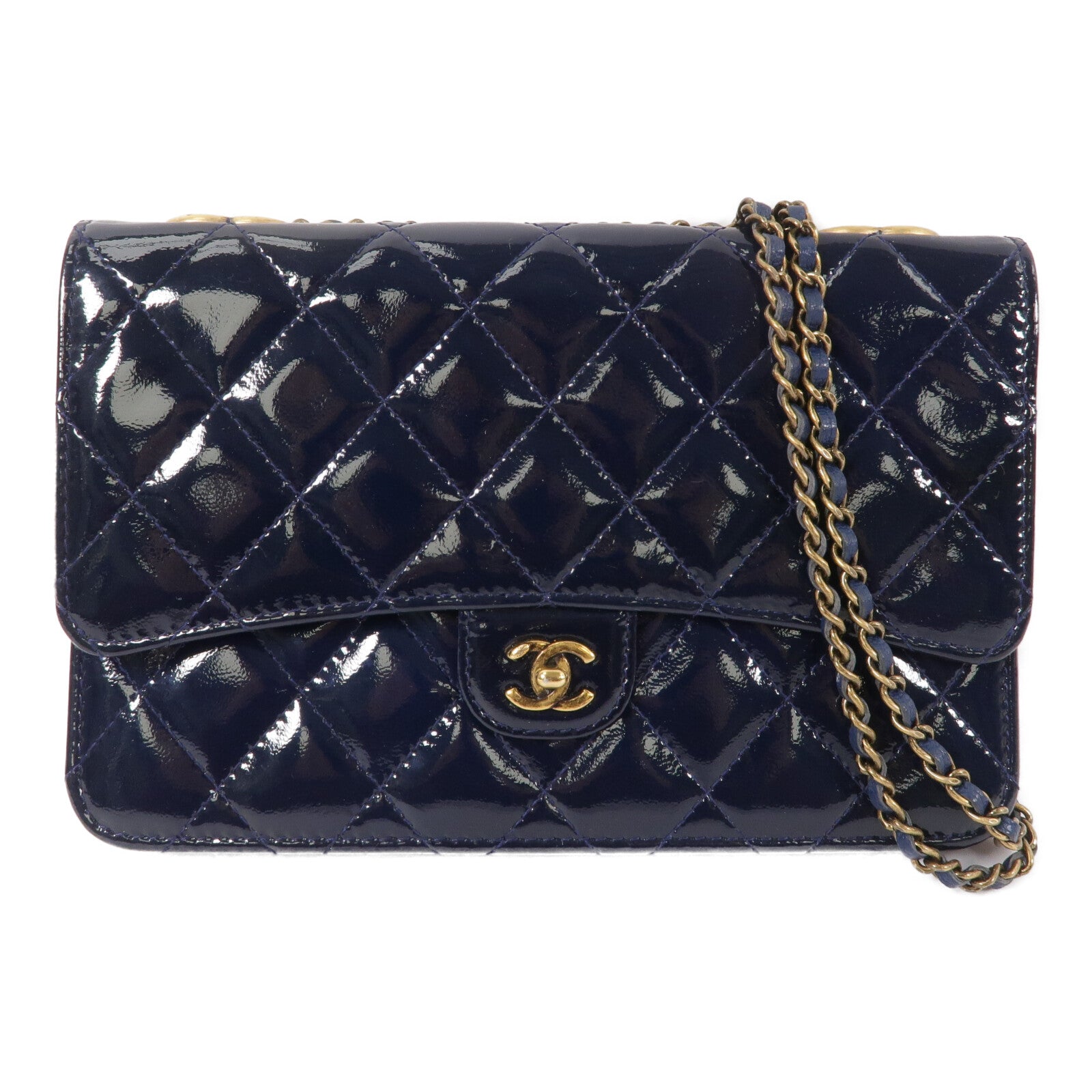 CHANEL 漆皮皮革Wallet On Chain鏈帶肩背袋