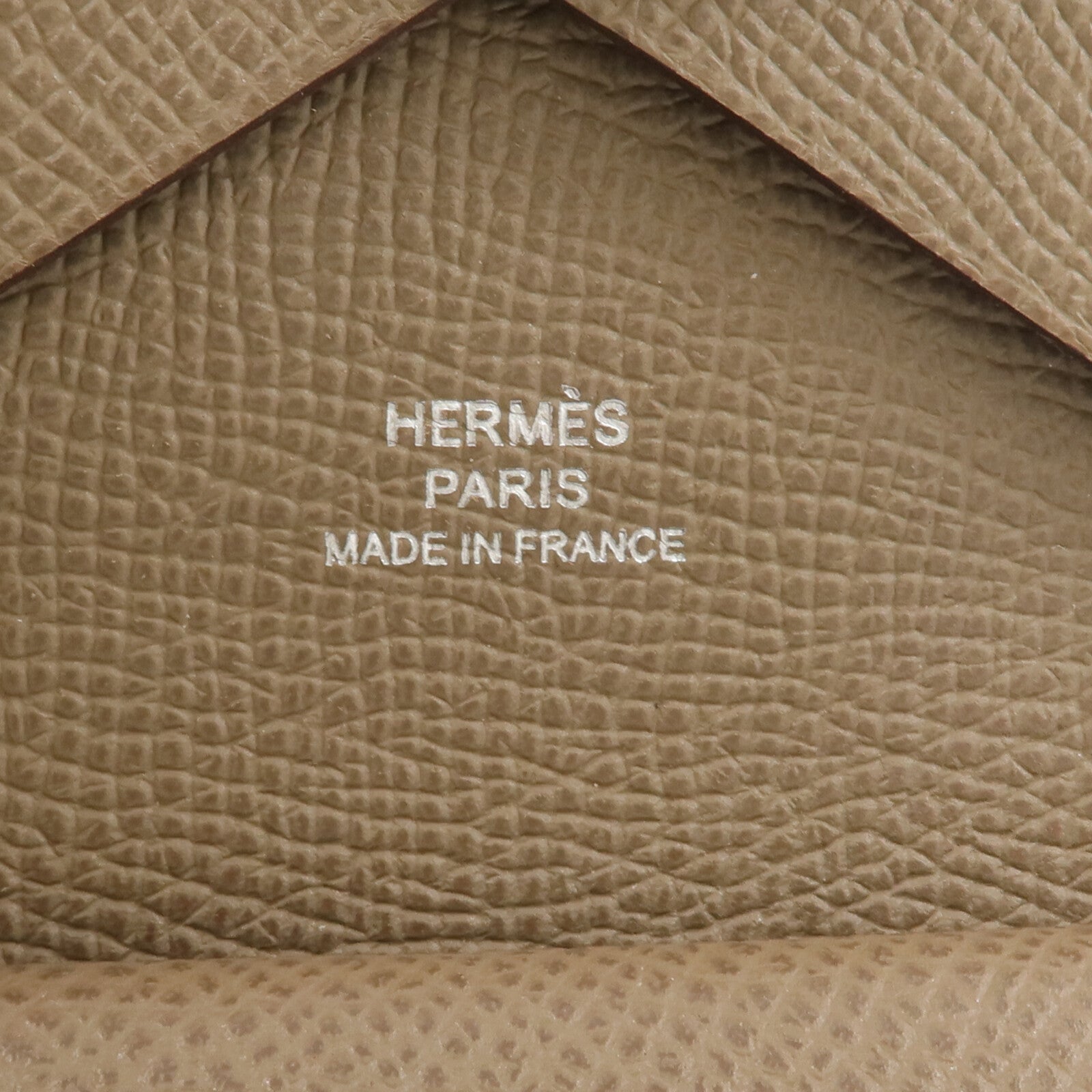 HERMES Epsom皮革Calvi Duo卡片套Etoupe