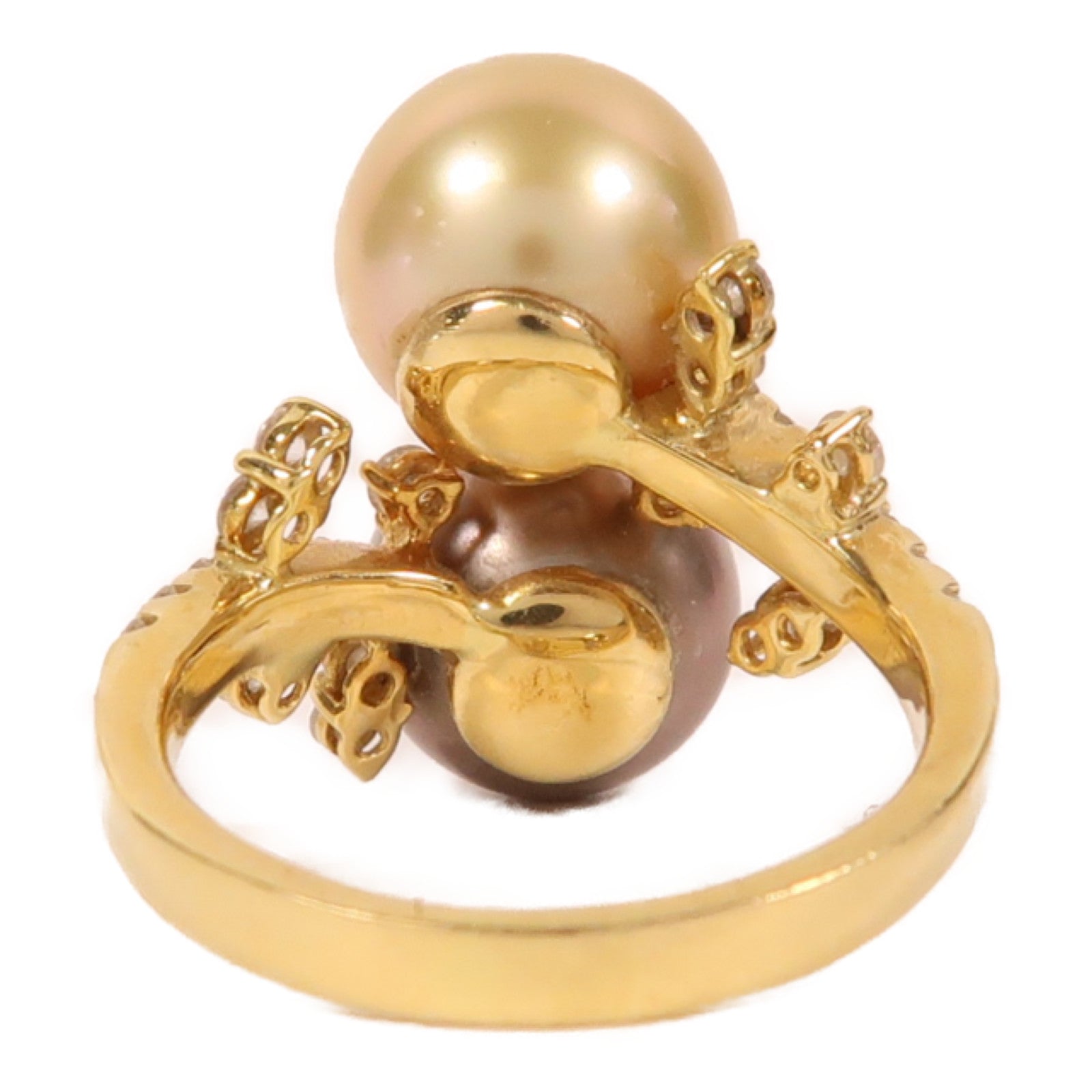 JEWELRY 18K金Pearl Ring0.59ct鑽石戒指US#8.25