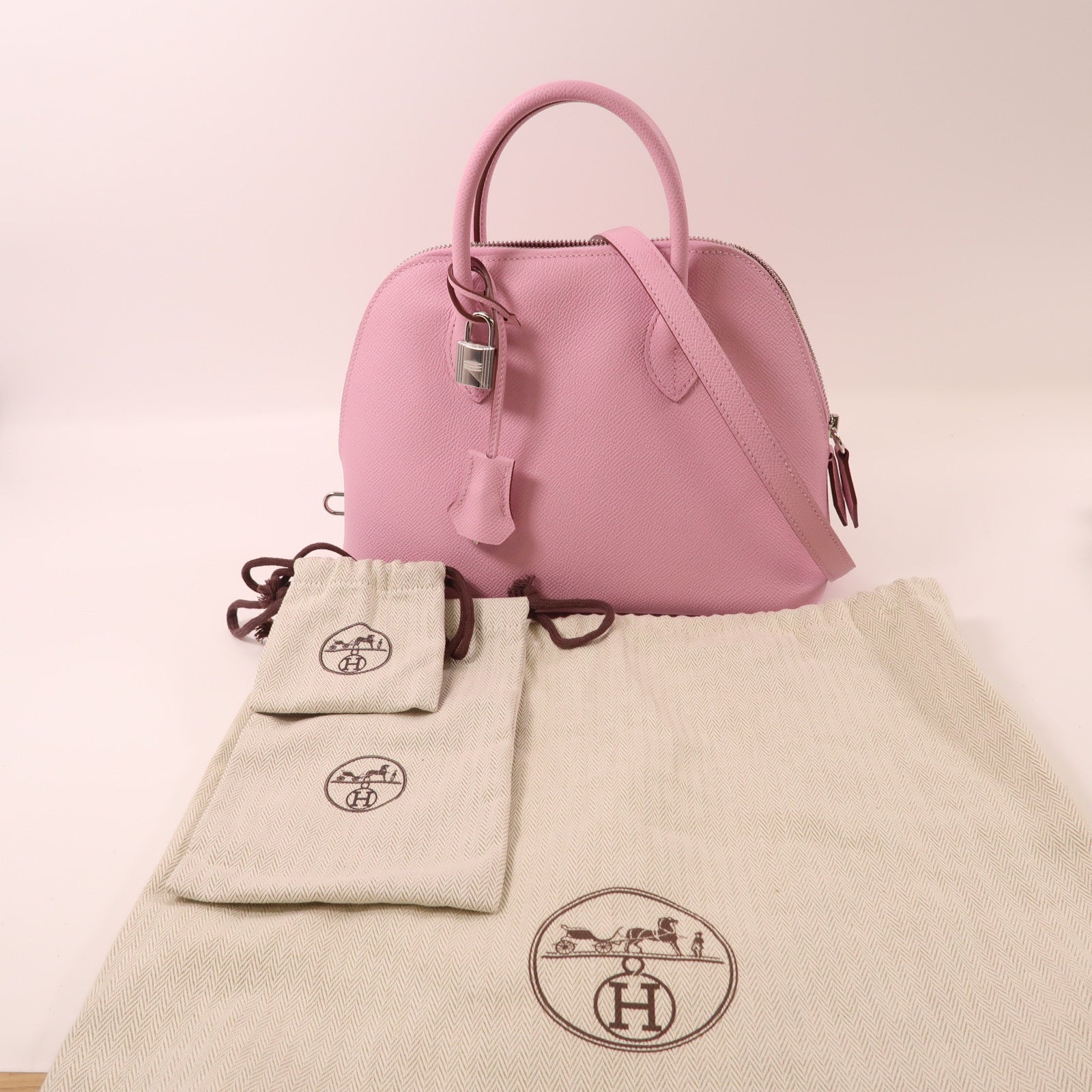 HERMES Epsom皮革Bolide 1923銀扣手挽肩背兩用袋x9 Mauve Sylvestre/錦葵紫