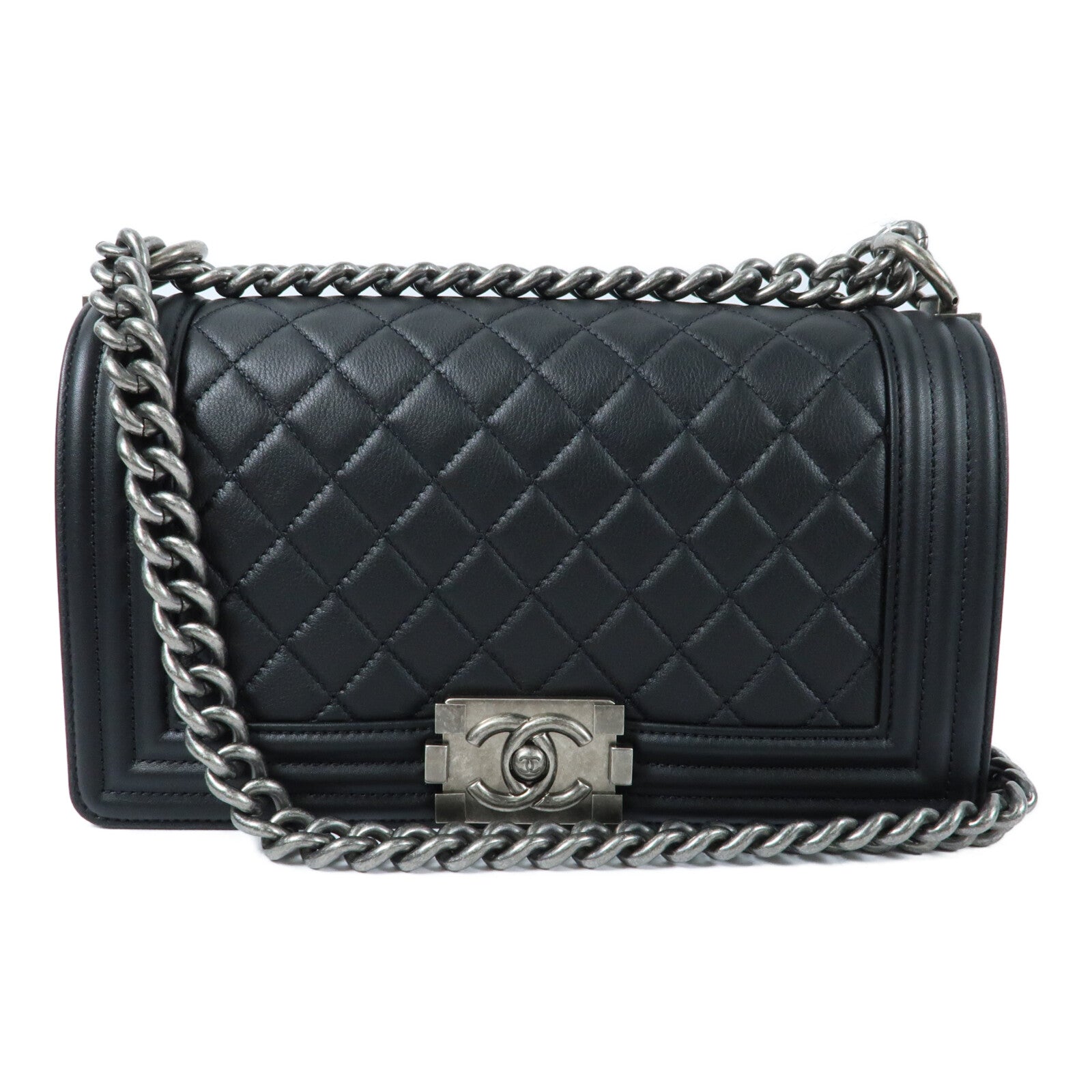 CHANEL 羊皮皮革Boy 25鏈帶肩背袋