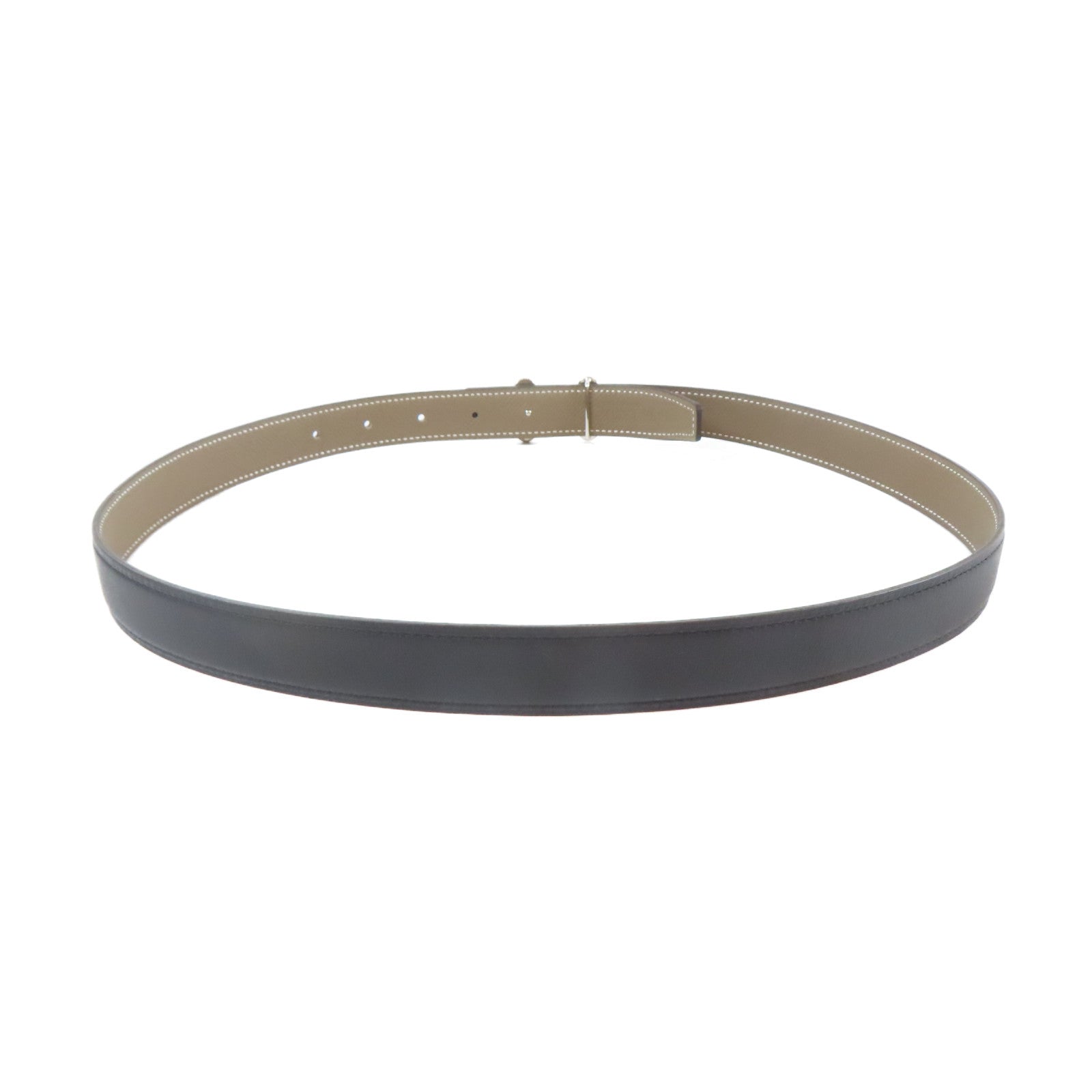 HERMES 【激減優惠】Veau Swift皮革Belt 85cm銀扣皮帶黑色