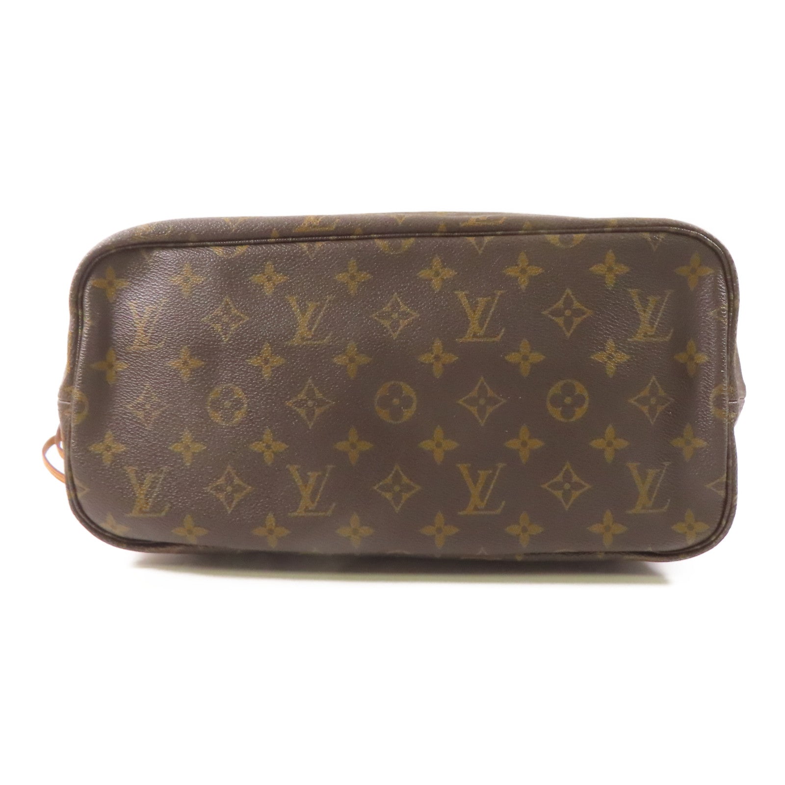 LOUIS VUITTON Monogram Neverfull MM金扣手挽袋棕色