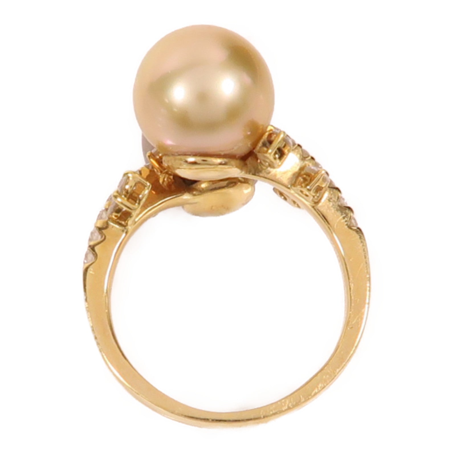 JEWELRY 18K金Pearl Ring0.59ct鑽石戒指US#8.25