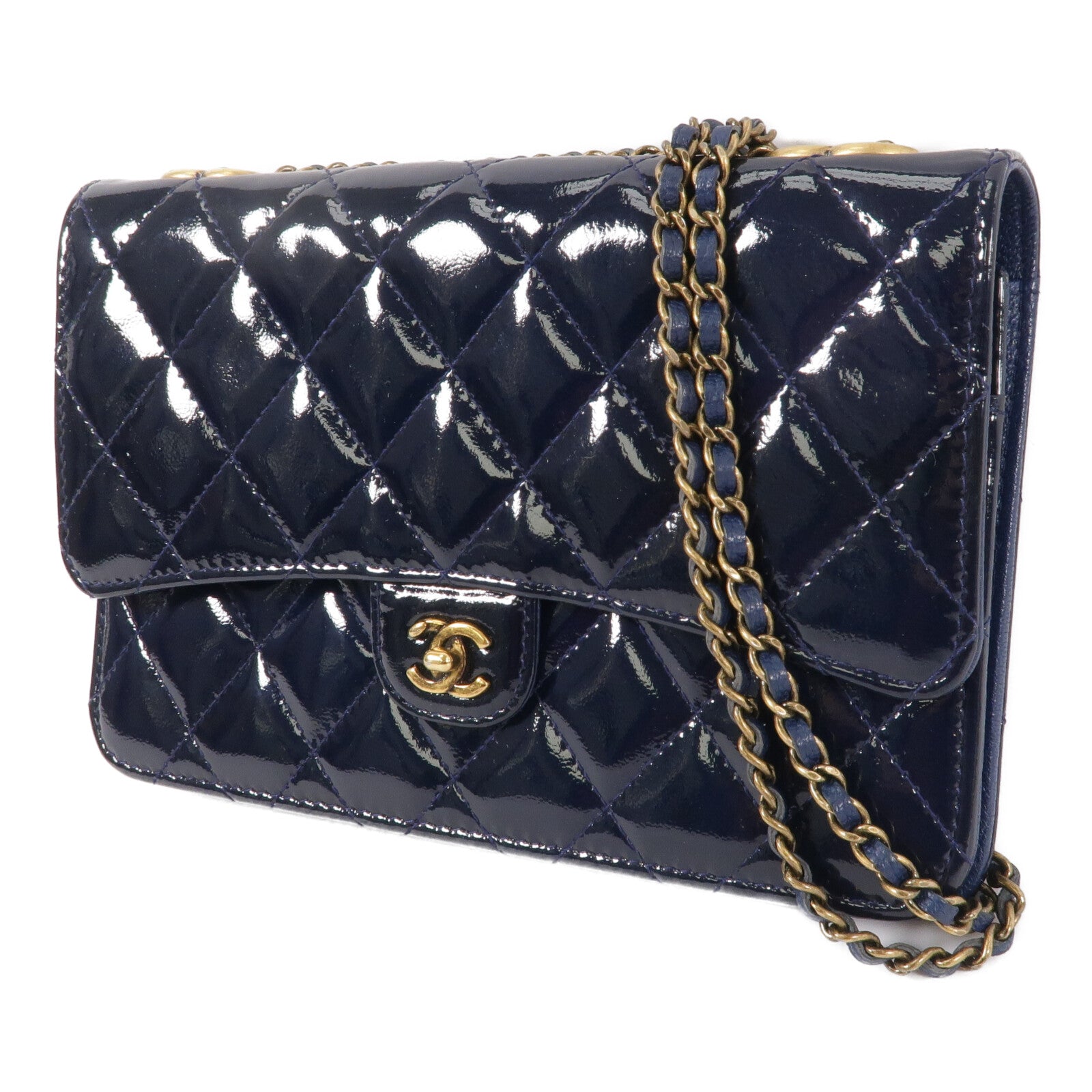 CHANEL 漆皮皮革Wallet On Chain鏈帶肩背袋