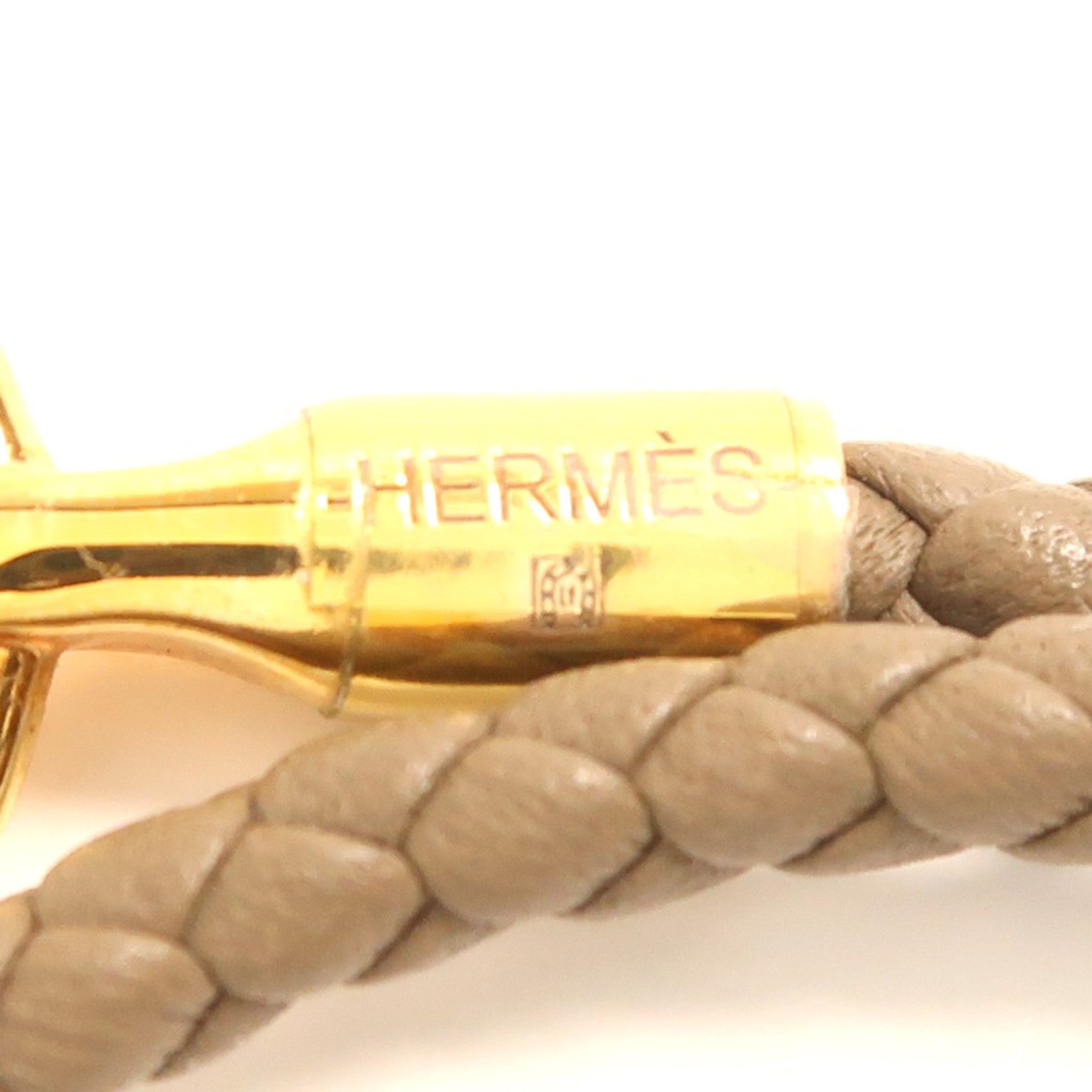 HERMES Swift皮革Glenan Double Tour Bracelet金扣手帶Etoupe