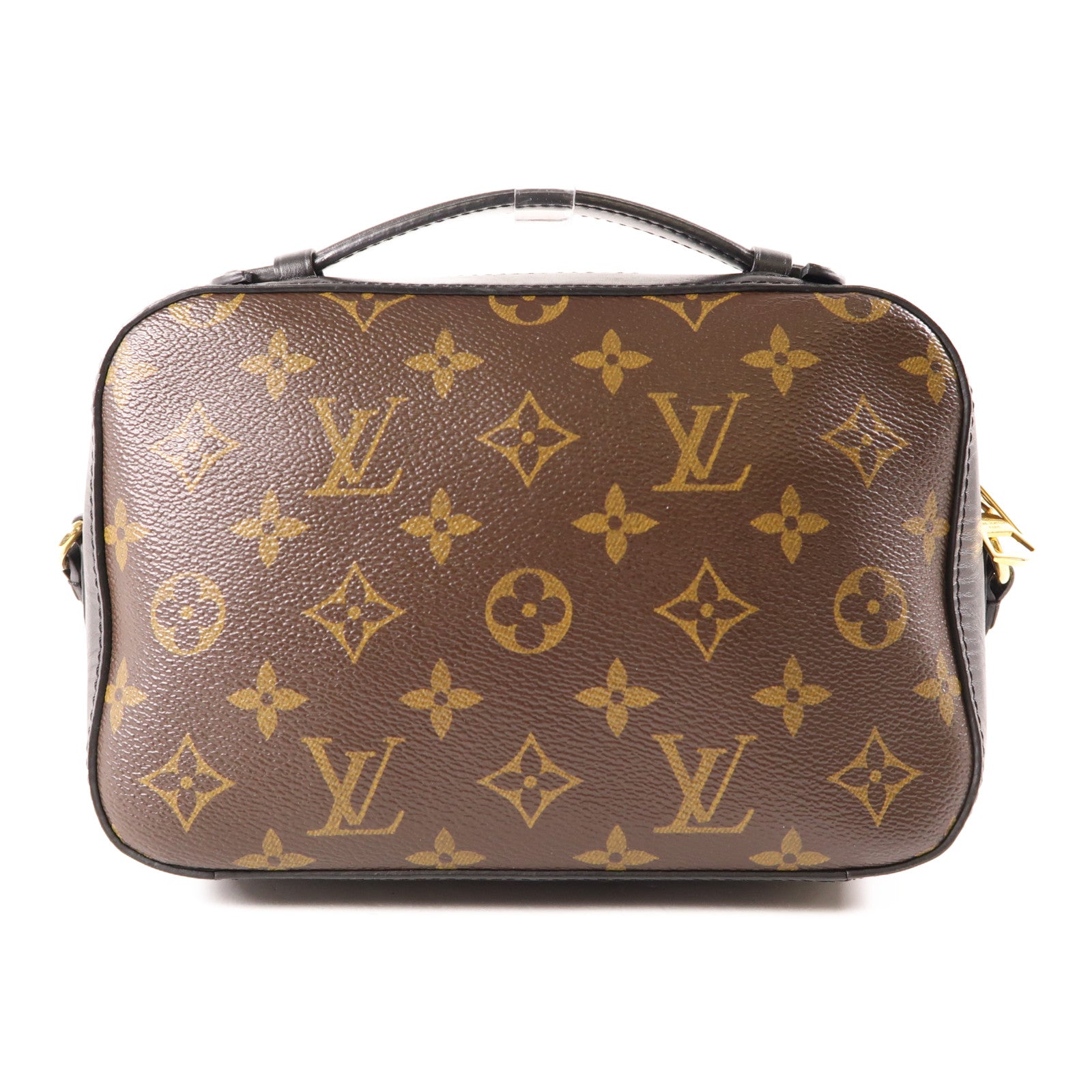 LOUIS VUITTON Monogram Saintonge金扣手挽袋棕色/黑色