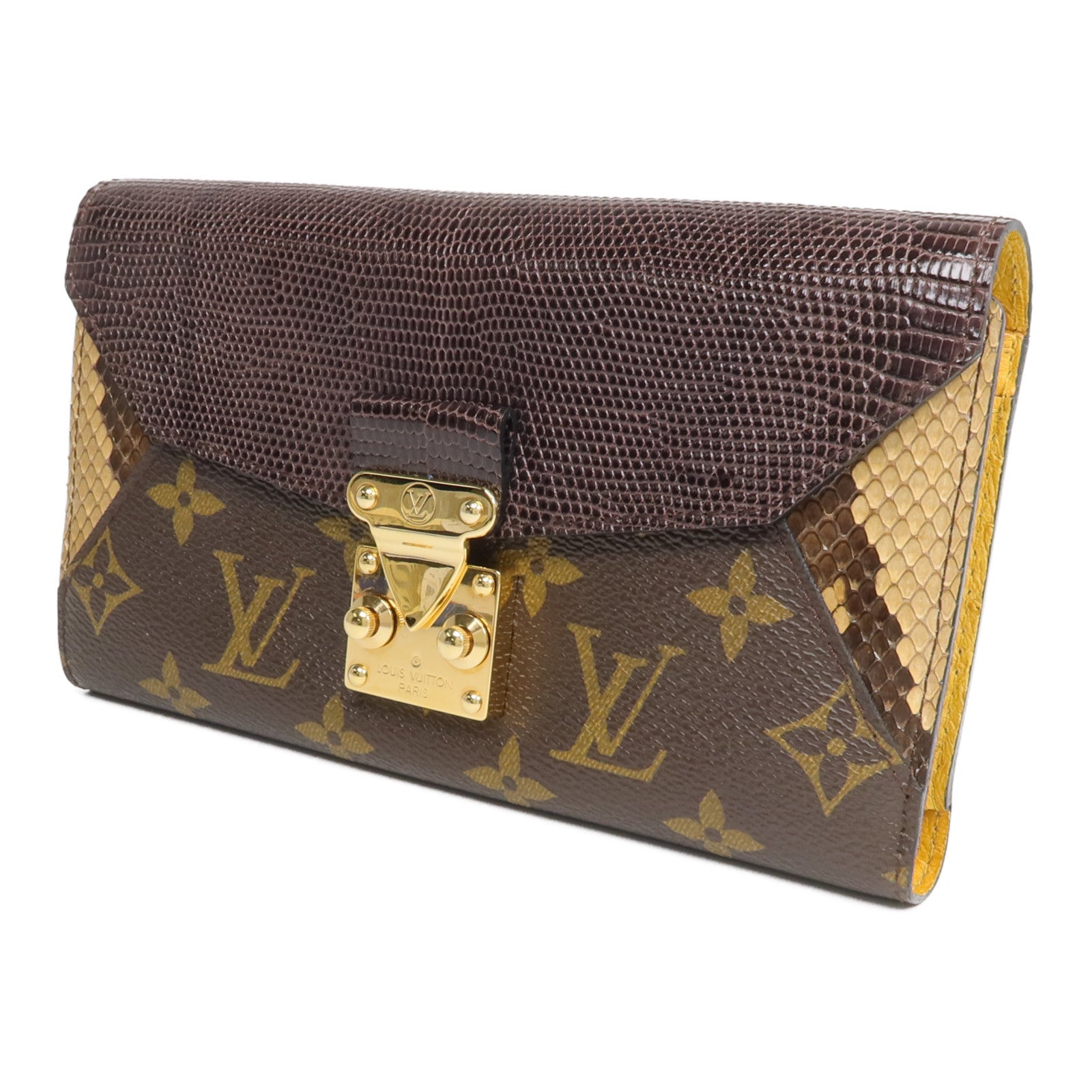 LOUIS VUITTON Monogram/蜥蝪/蛇皮皮革Portefeuille Pallas Exotic長錢包