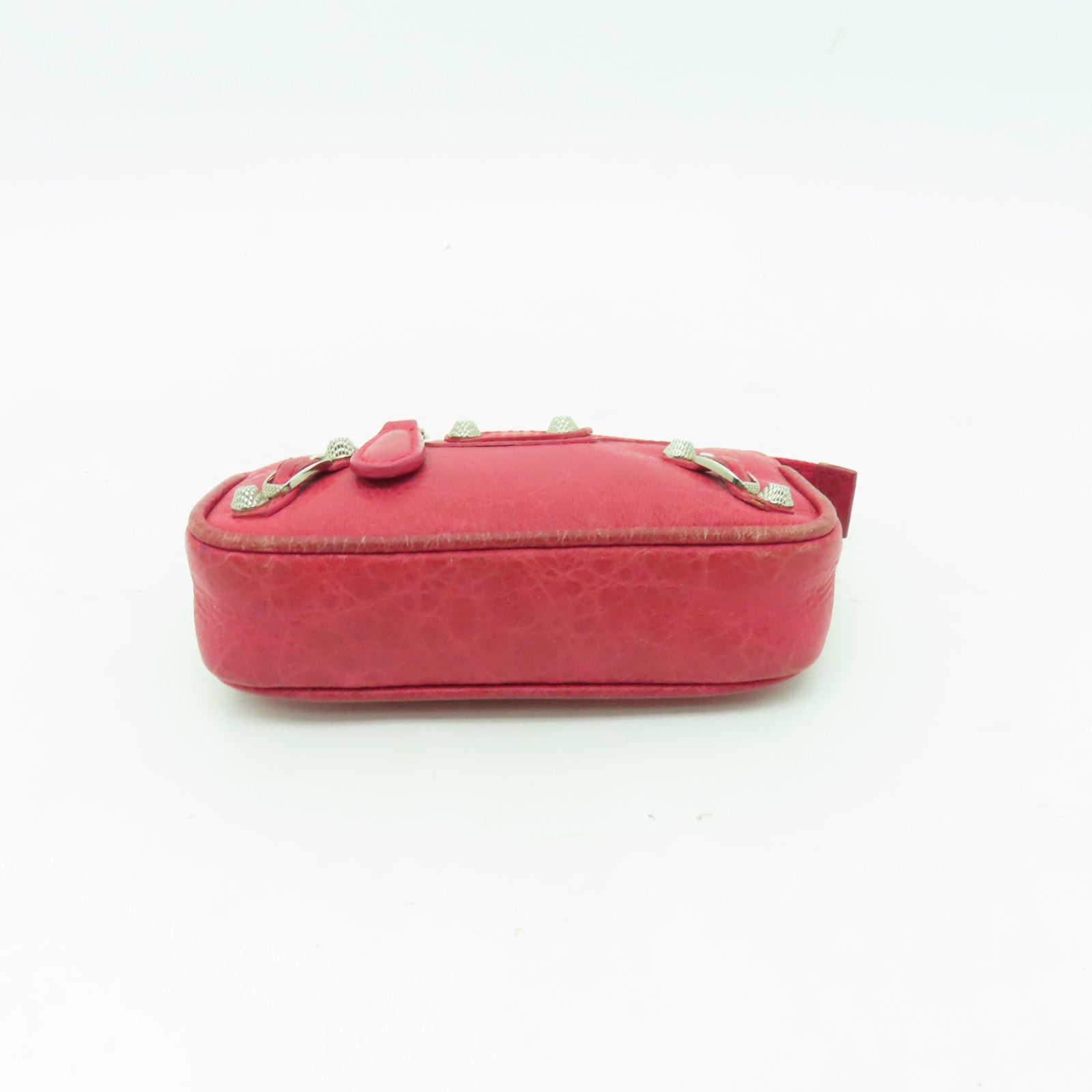 BALENCIAGA 【激減優惠】牛皮皮革Coin Purse銀扣零錢包紅色