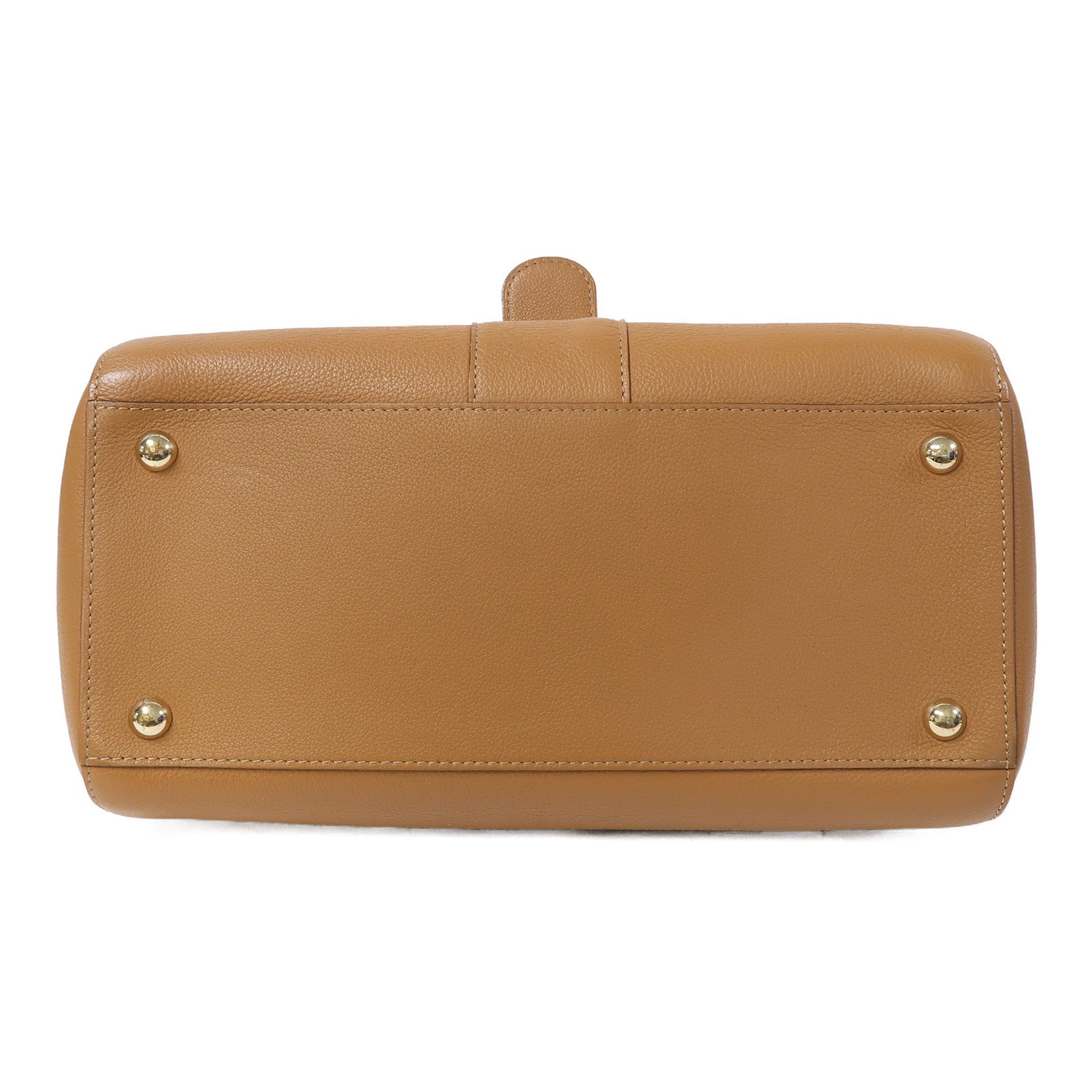 Delvaux 牛皮皮革Brillant MM金扣手挽肩背兩用袋啡色