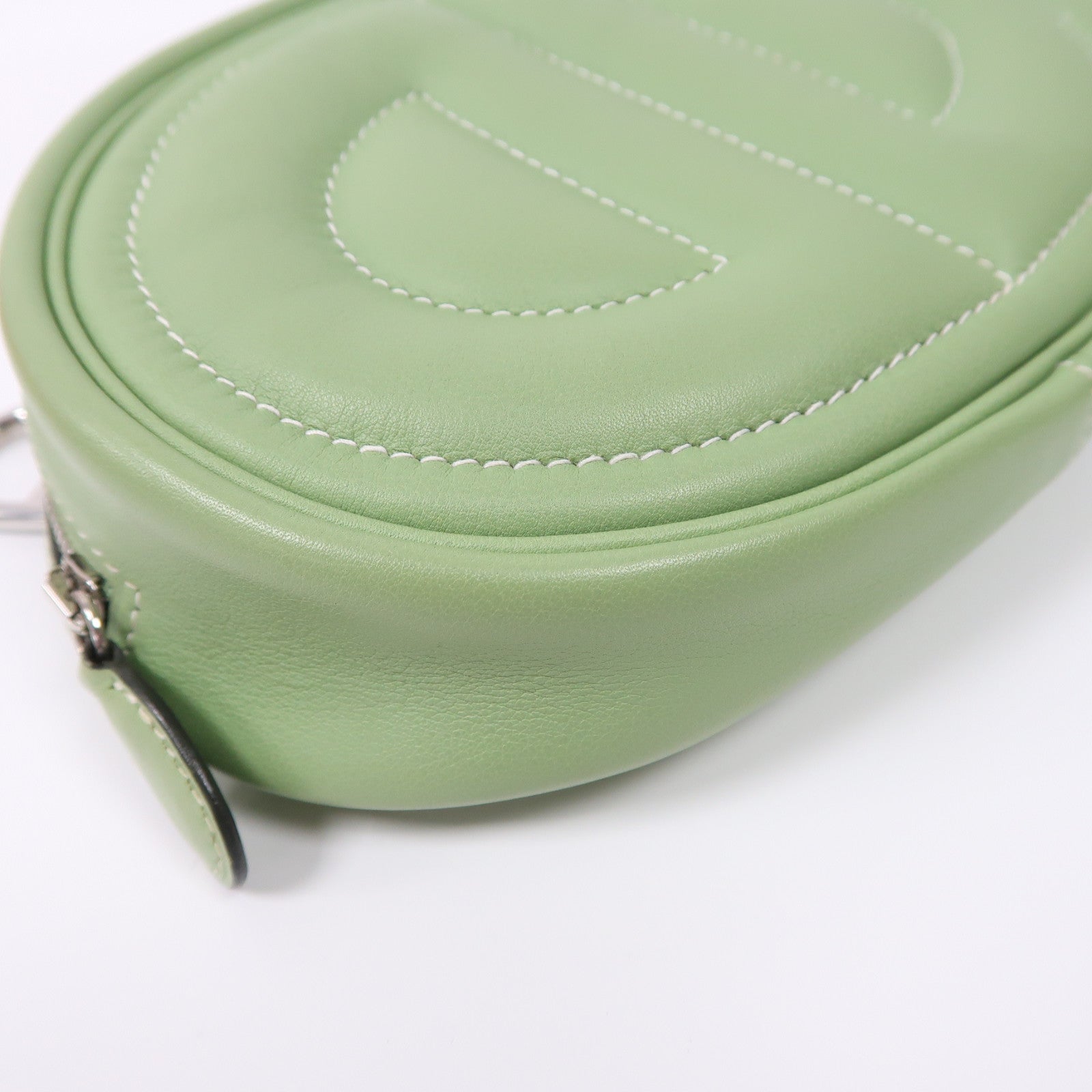 HERMES Swift皮革In The Loop Belt Bag銀扣腰包Vert Criquet/綠色