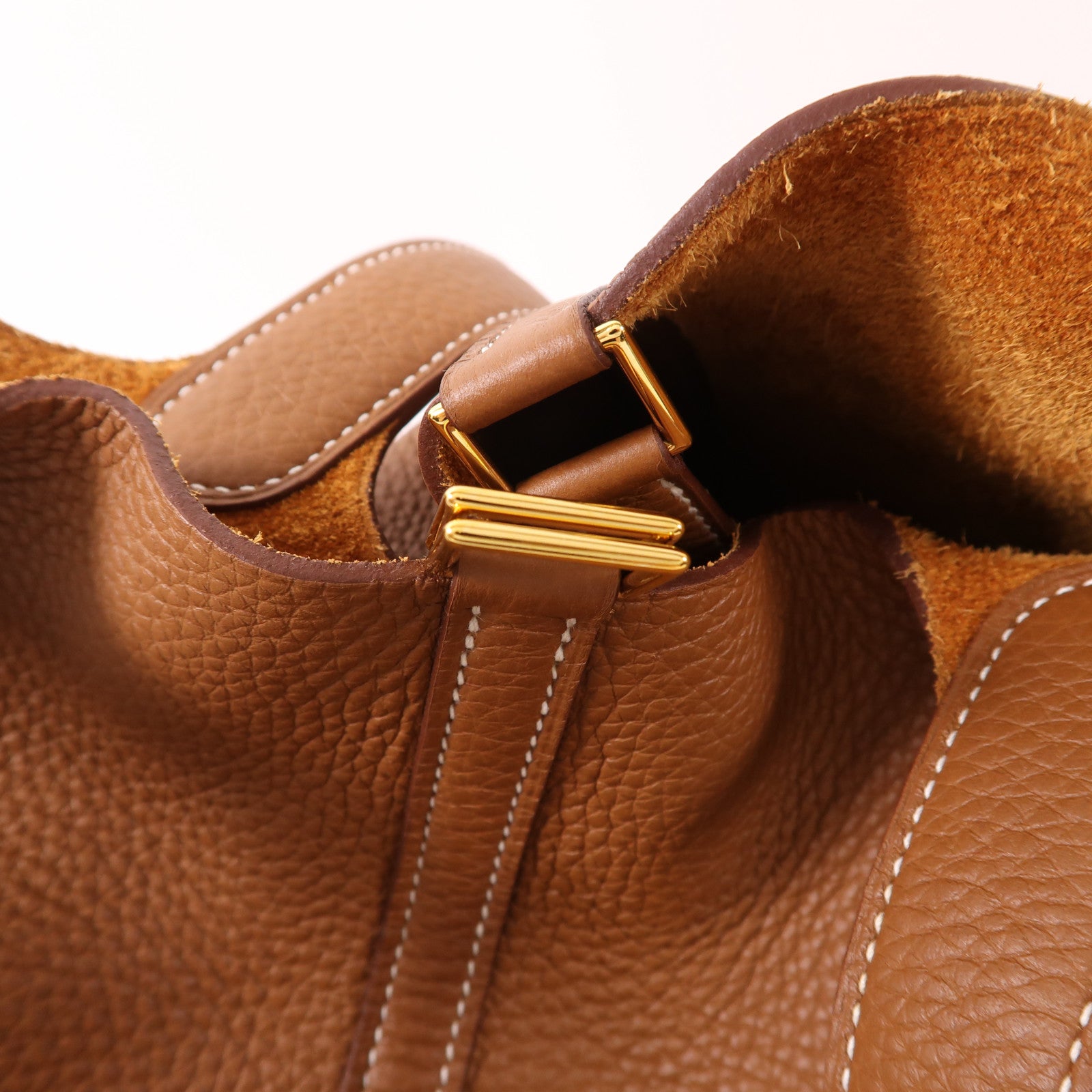 HERMES Clemence皮革Picotin MM金扣手挽袋37 Gold