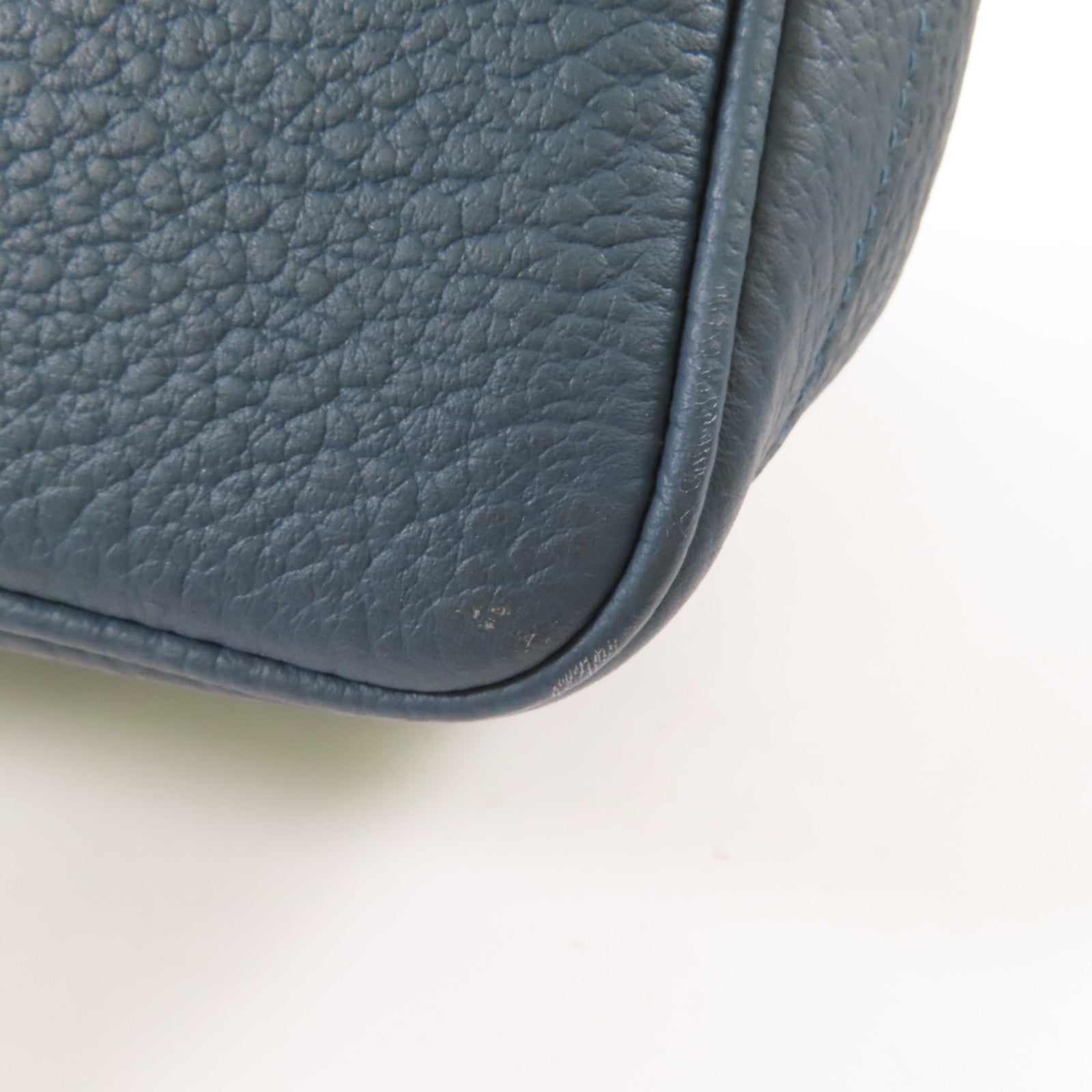 HERMES 【激減優惠】Clemence皮革Garden Party PM銀扣手挽袋Bleu Tempete