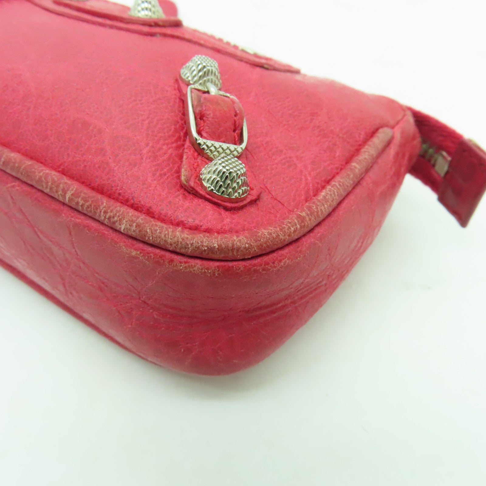 BALENCIAGA 【激減優惠】牛皮皮革Coin Purse銀扣零錢包紅色