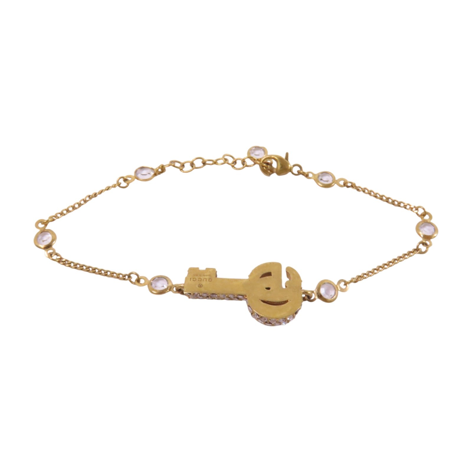 GUCCI 927純銀/水鑽Bracelet金扣手鏈#17