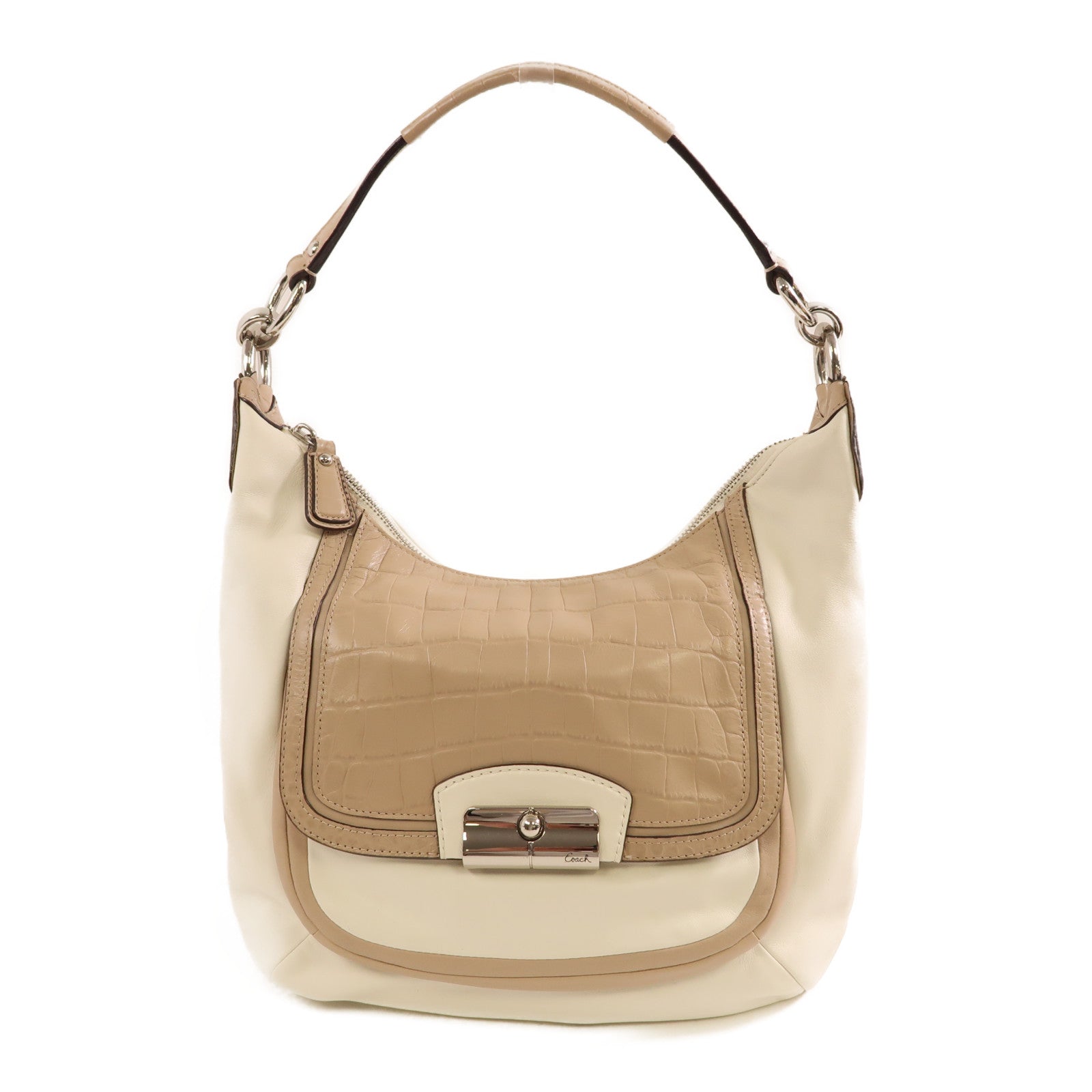 COACH 牛皮皮革Shoulder Bag銀扣肩背袋