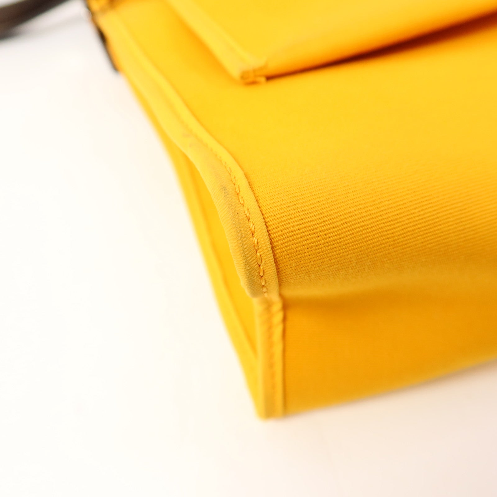 HERMES 帆布Herbag PM銀扣手挽肩背兩用袋Jaune d'Or