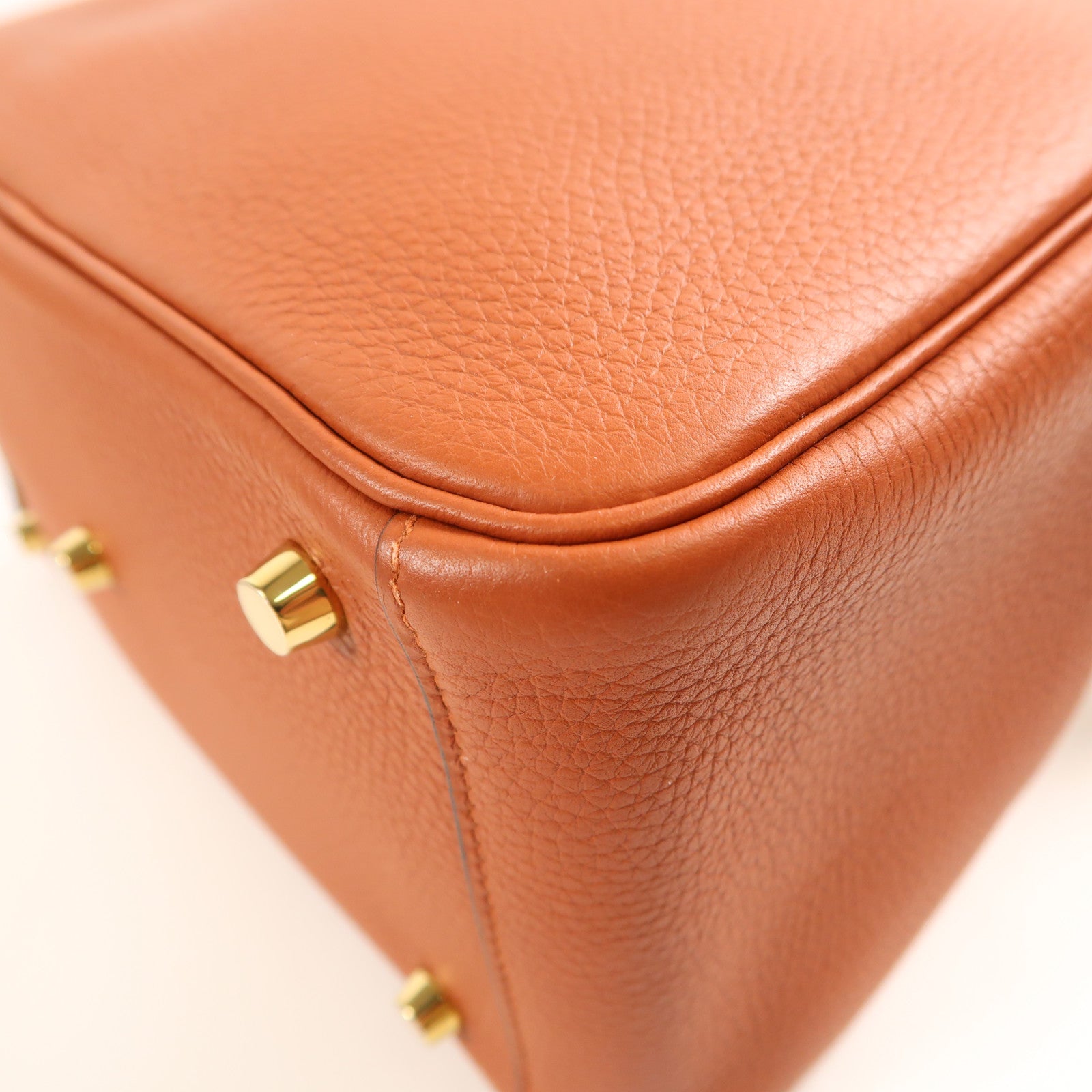 HERMES Clemence皮革Lindy 26金扣手挽肩背兩用袋Cuivre