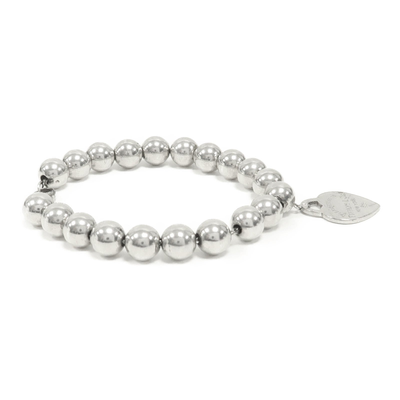 TIFFANY＆CO 925純銀Return To Tiffany Heart Tag Bead Bracelet手鏈
