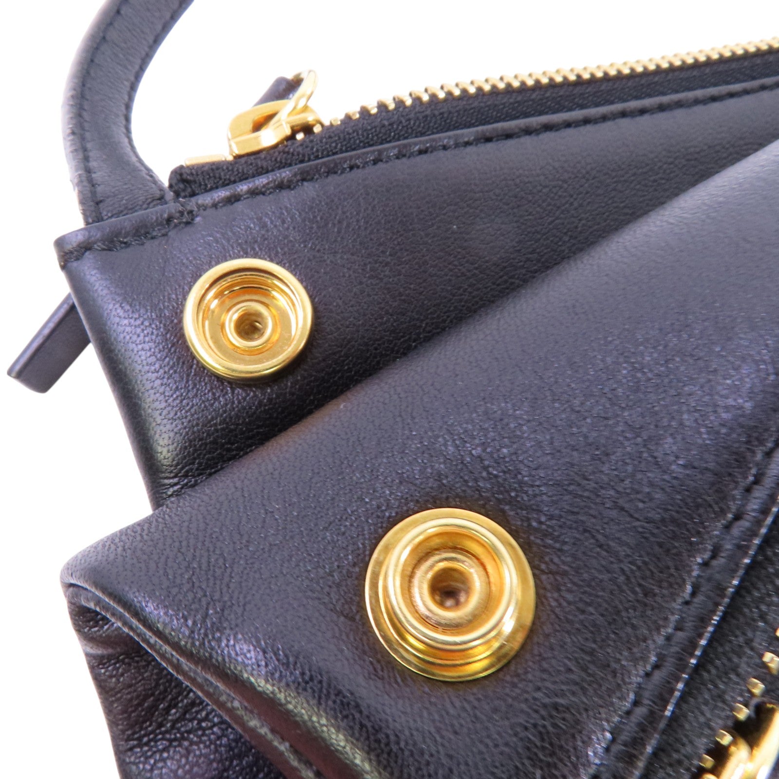 CELINE GHW Trio Shoulder Bag Crossbody Lambskin Leather