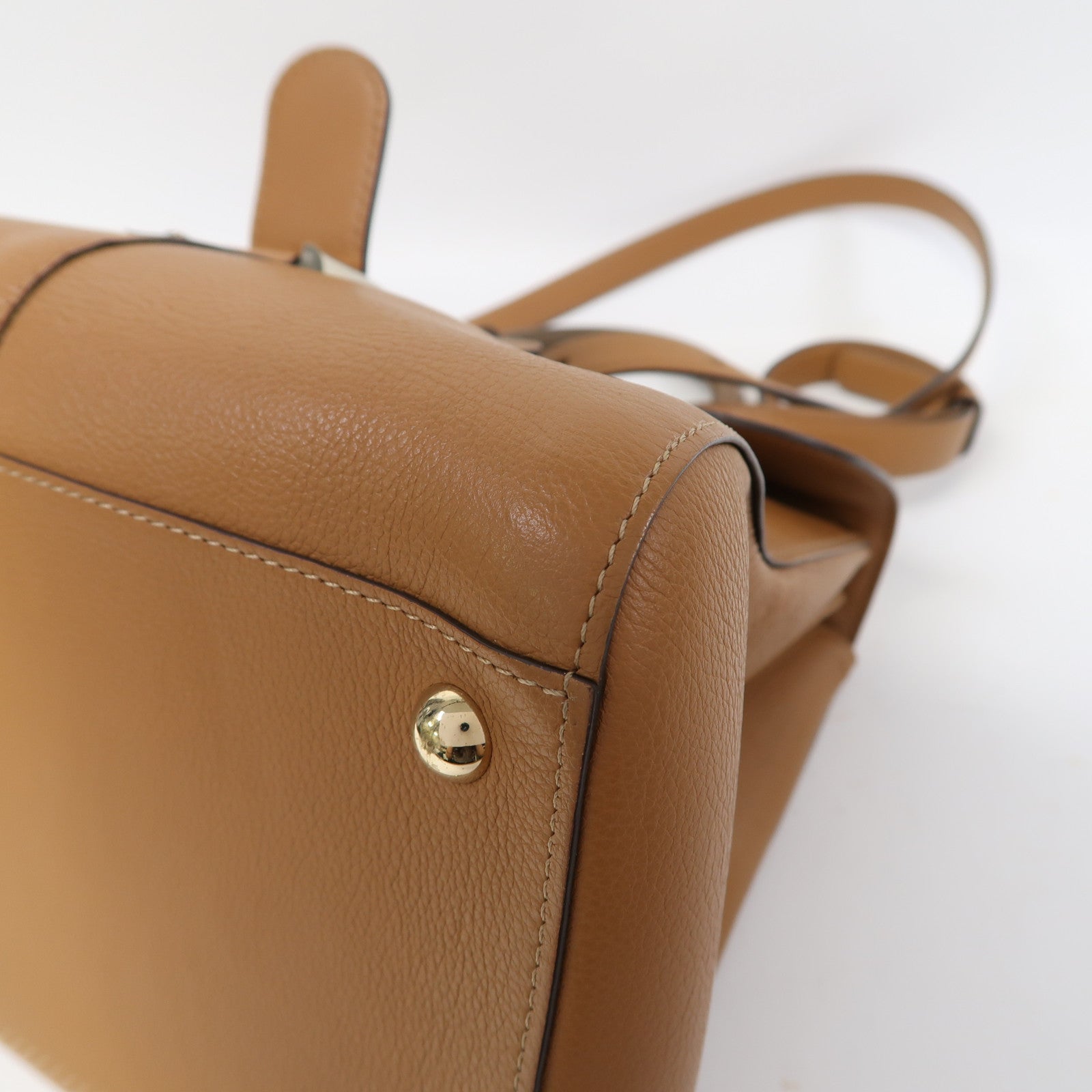 Delvaux 牛皮皮革Brillant MM金扣手挽肩背兩用袋啡色