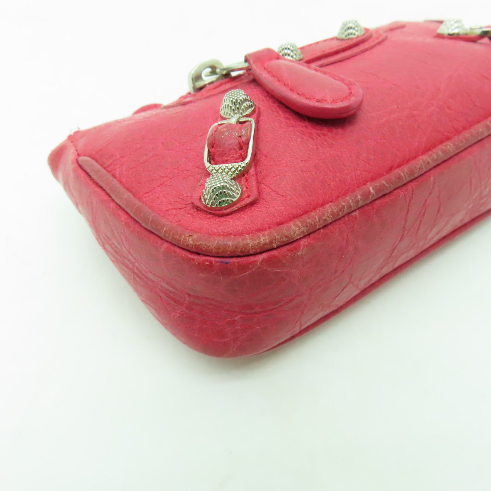 BALENCIAGA 【激減優惠】牛皮皮革Coin Purse銀扣零錢包紅色