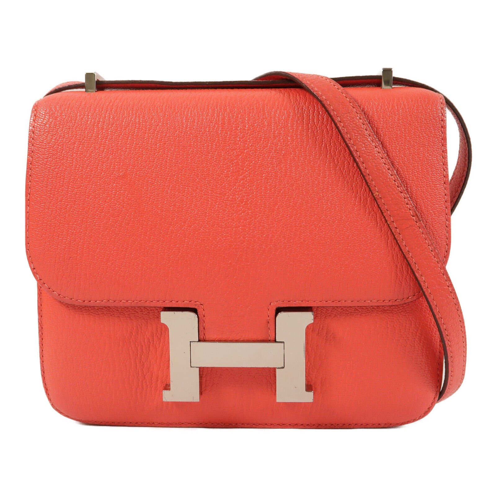 HERMES Chevre皮革Constance Mini肩背袋Rose Jaipur