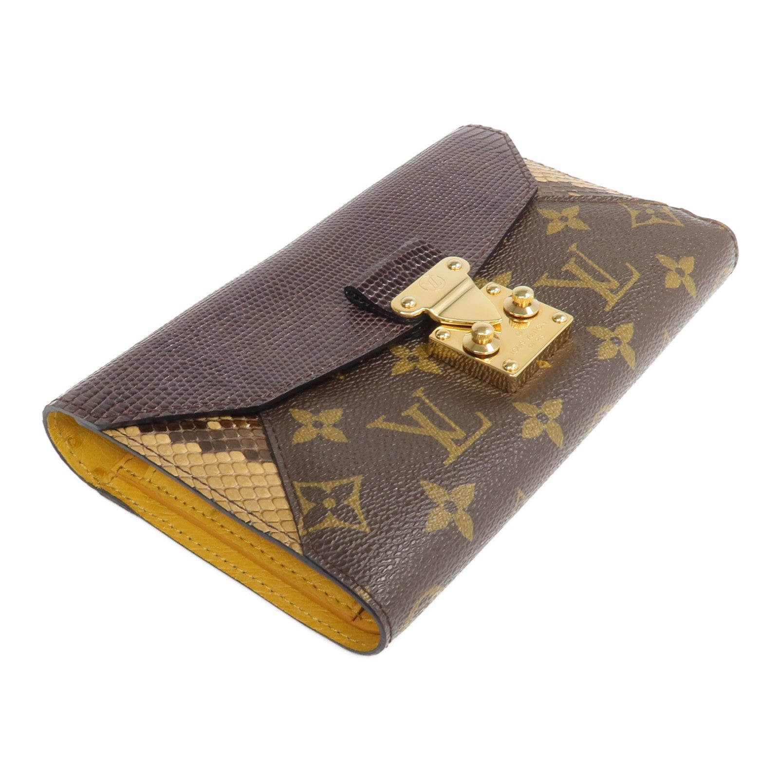 LOUIS VUITTON Monogram/蜥蝪/蛇皮皮革Portefeuille Pallas Exotic長錢包