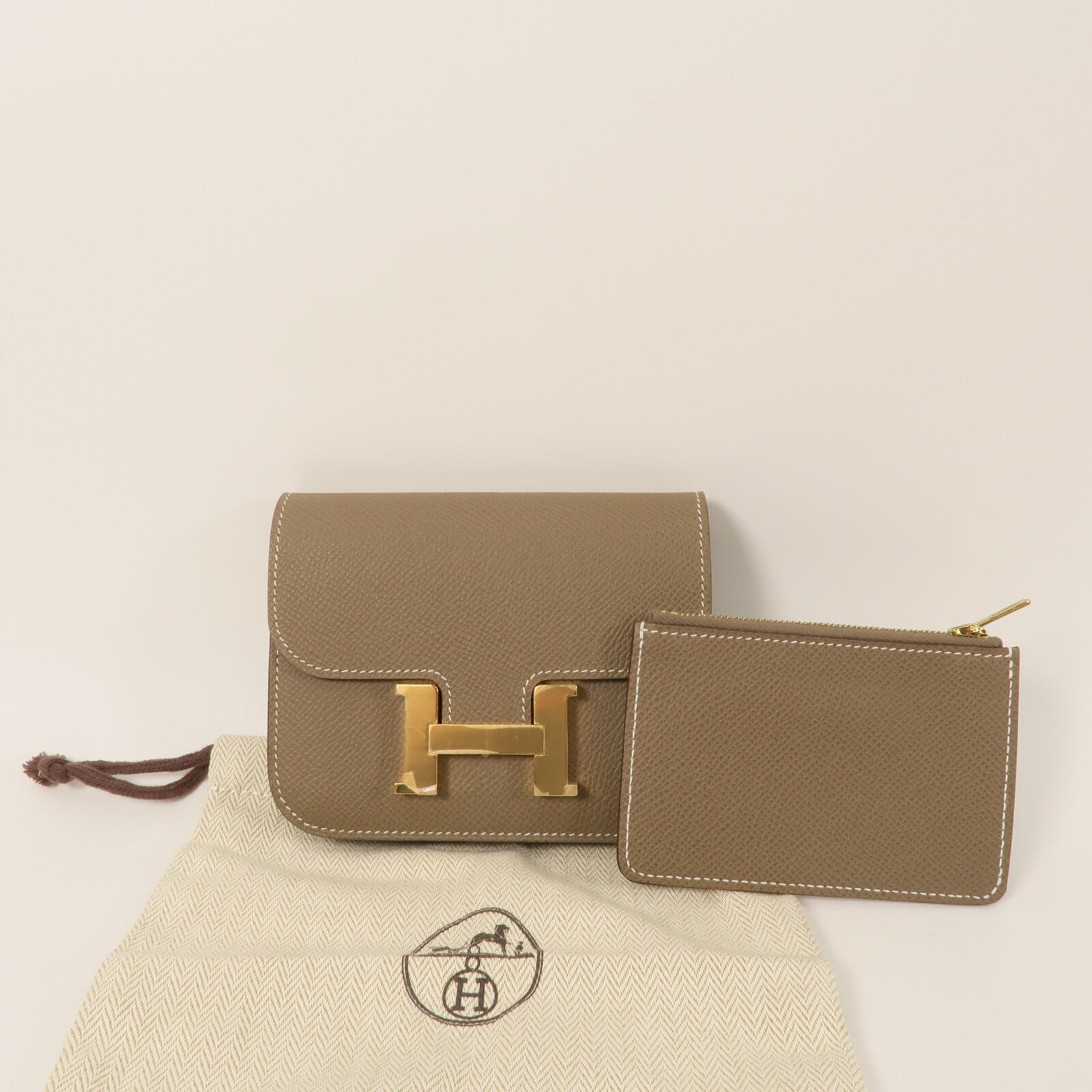 HERMES Epsom皮革Constance Slim錢包Etoupe