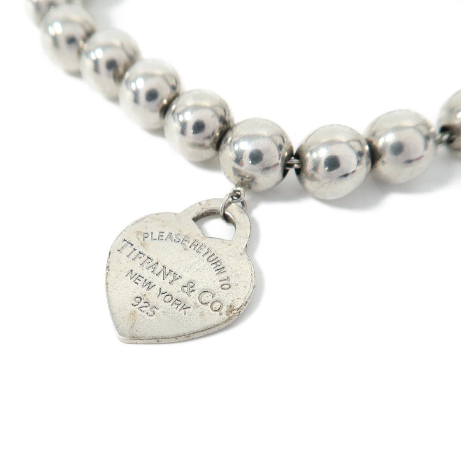 TIFFANY＆CO 925純銀Return To Tiffany Heart Tag Bead Bracelet手鏈