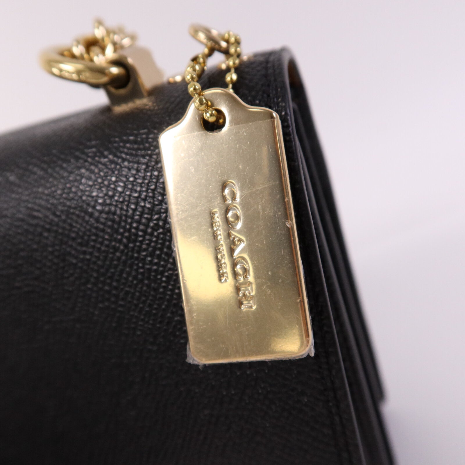 COACH 牛皮皮革Chain Shoulder Bag金扣鏈帶肩背袋
