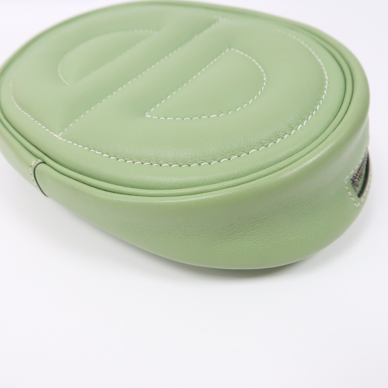 HERMES Swift皮革In The Loop Belt Bag銀扣腰包Vert Criquet/綠色