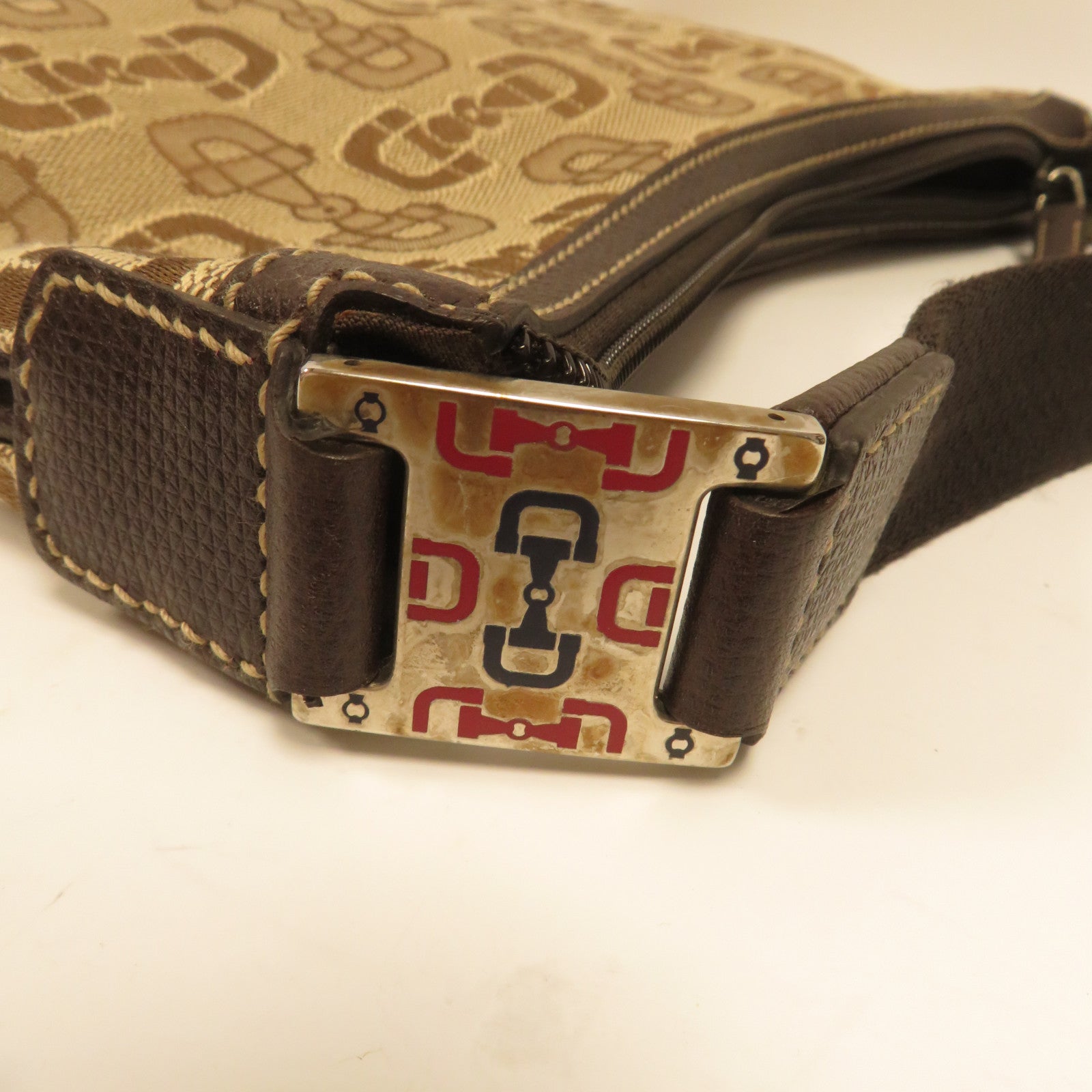 GUCCI 【激減優惠】帆布Handbag銀扣手挽袋米色