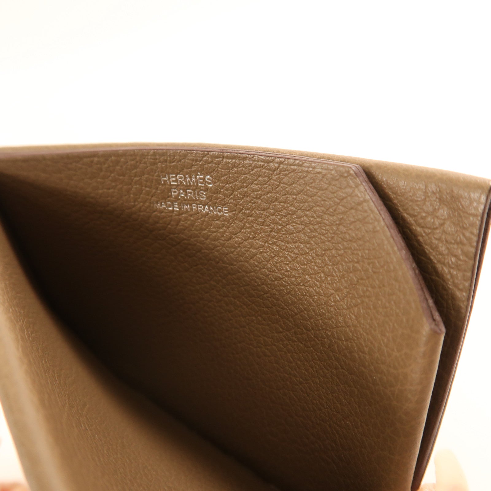 HERMES Evercolor皮革H Sellier卡片套Etoupe