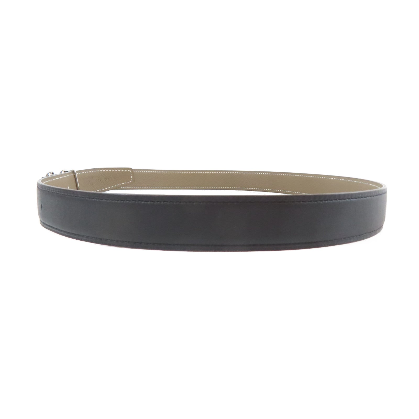 HERMES 【激減優惠】Veau Swift皮革Belt 85cm銀扣皮帶黑色