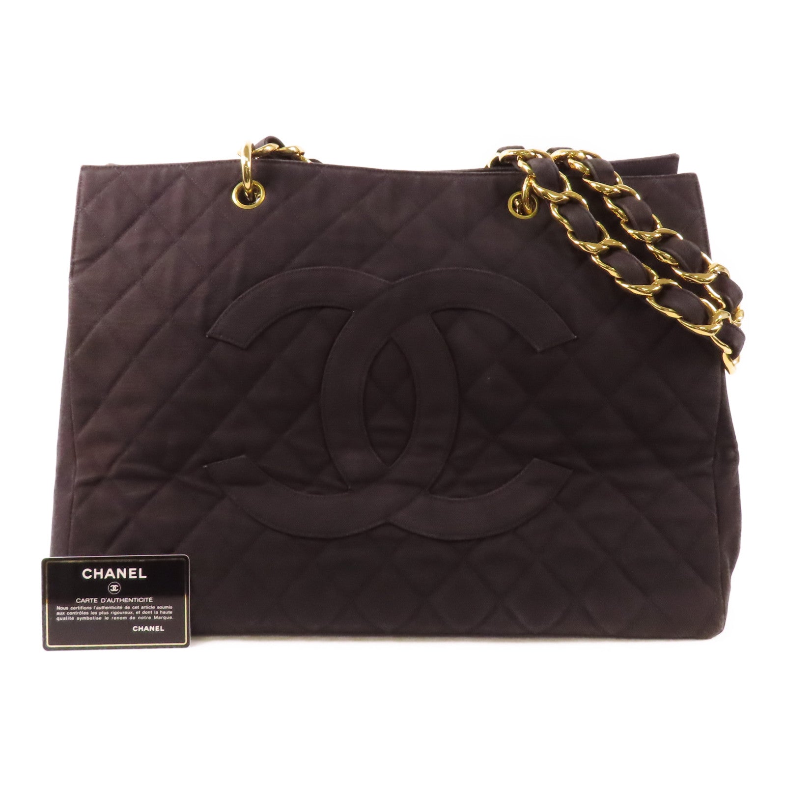 CHANEL 帆布Tote Bag金扣肩背袋