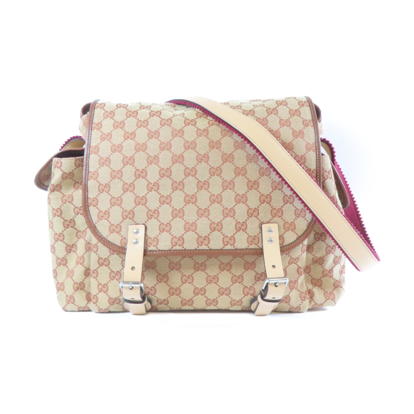 GUCCI 帆布Shoulder Bag銀扣肩背袋啡色