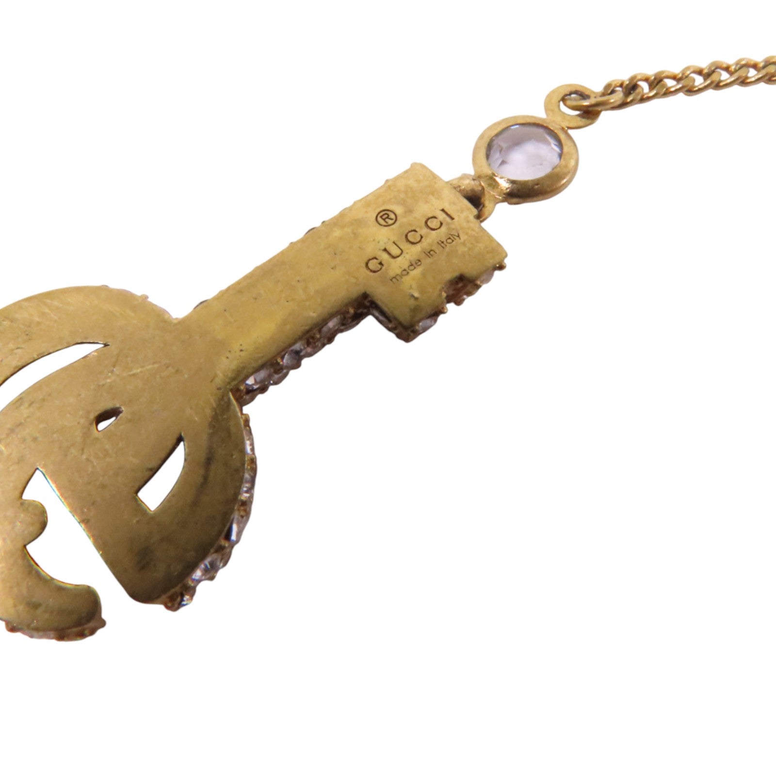 GUCCI 927純銀/水鑽Bracelet金扣項鏈#17