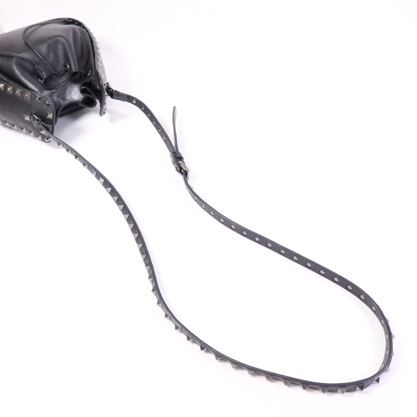 Valentino 牛皮皮革Bucket銀扣肩背袋