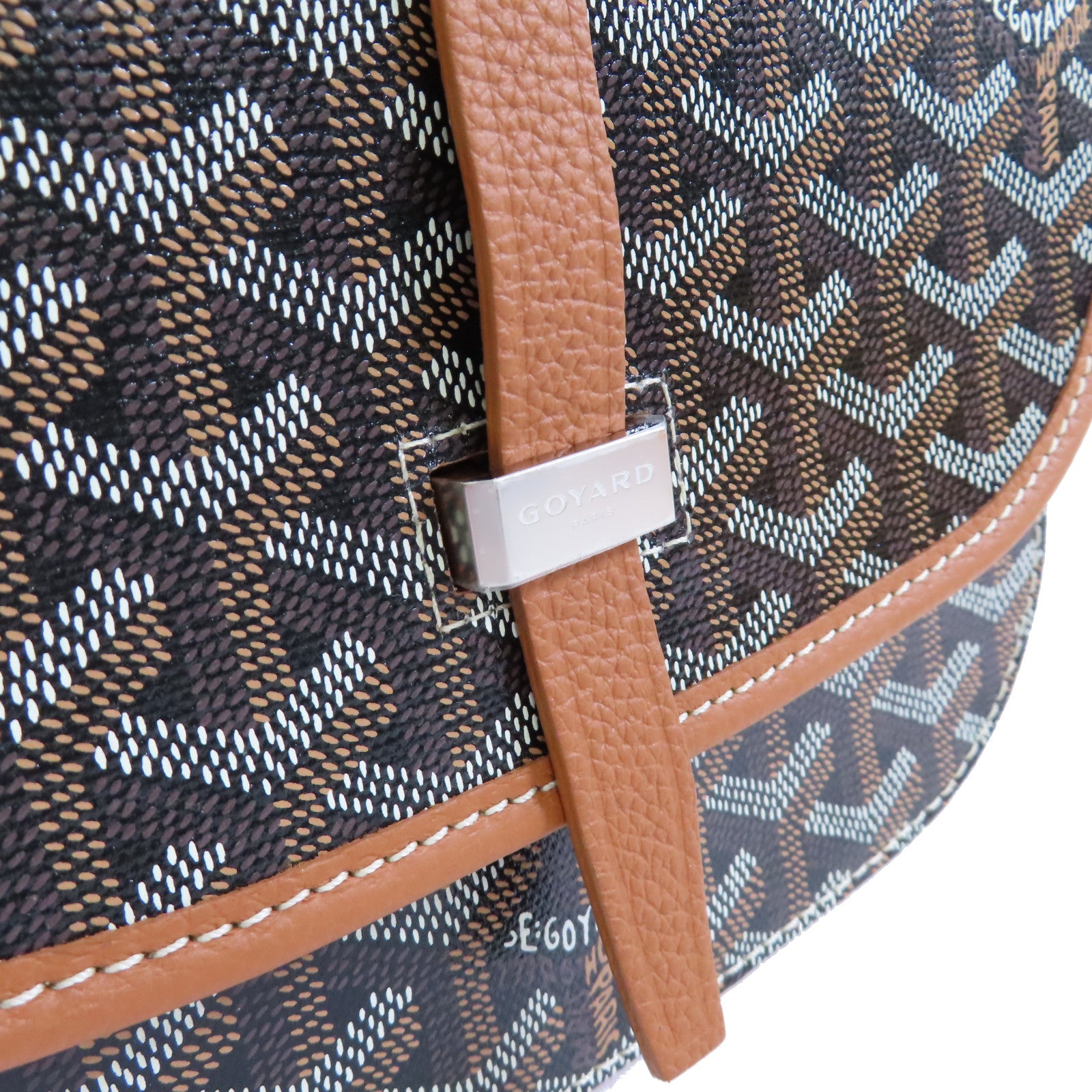 GOYARD 塗層帆布Belvedere PM Shoulder Bag銀扣肩背袋啡色/黑色