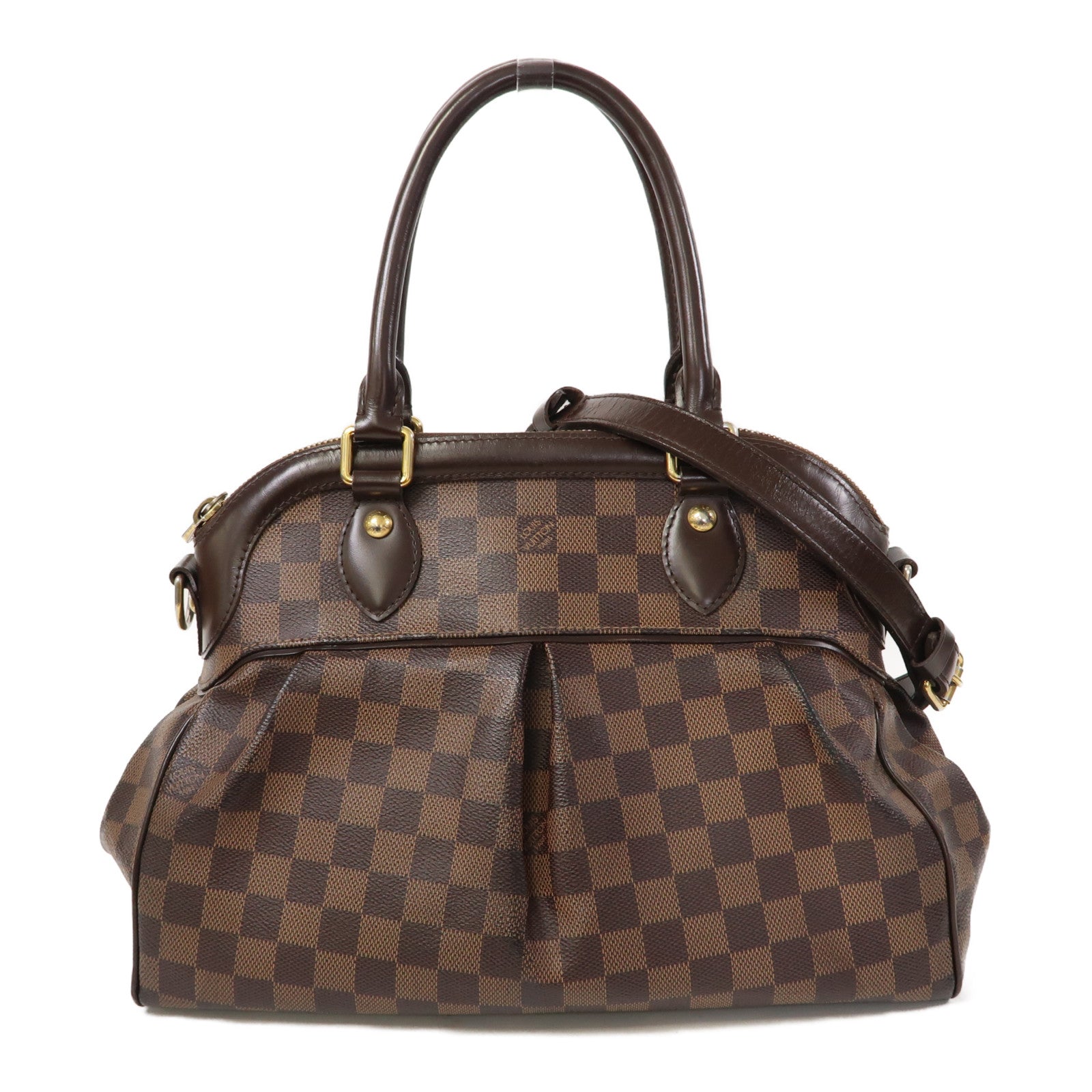 LOUIS VUITTON 【激減優惠】Damier Trevi PM金扣手挽肩背兩用袋啡色