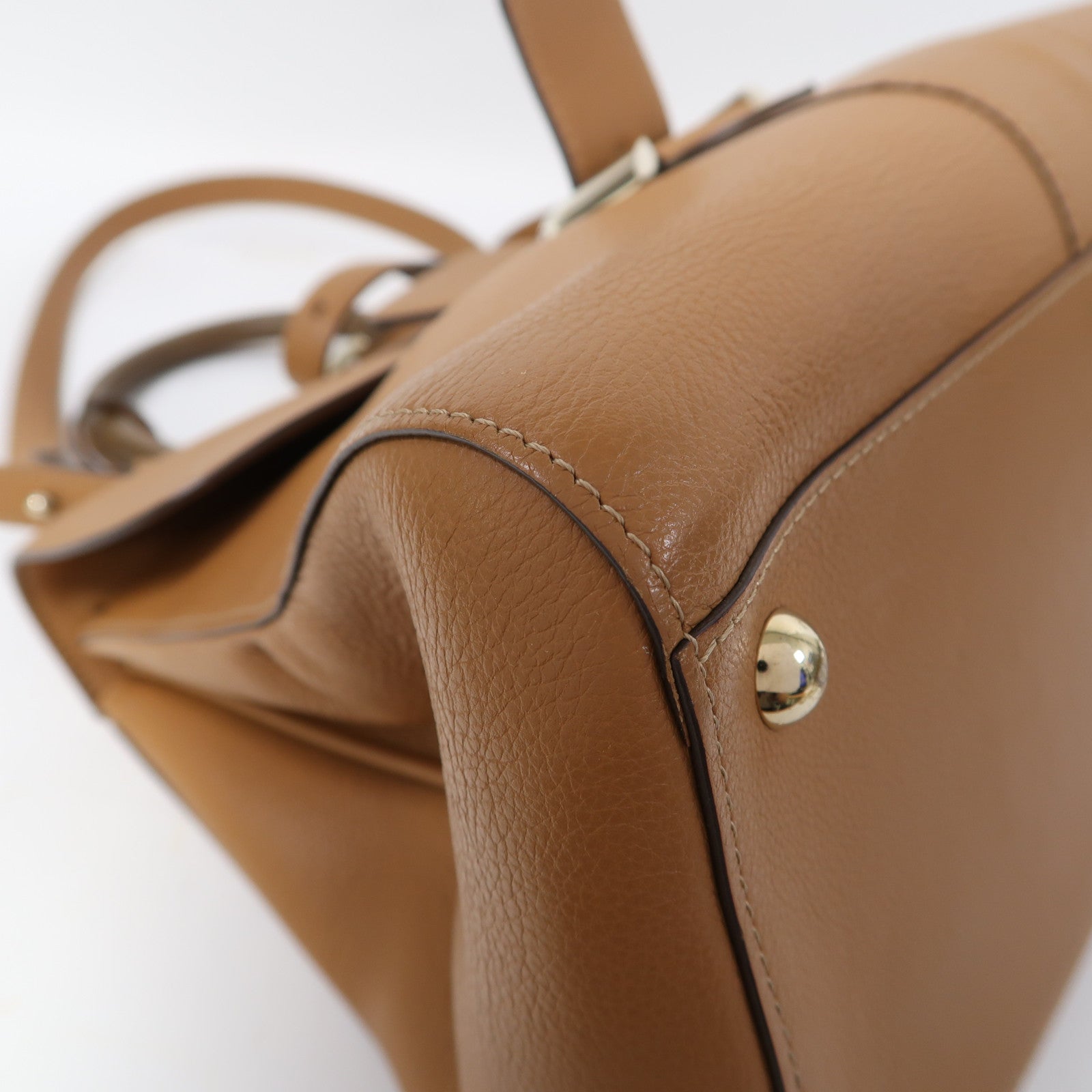 Delvaux 牛皮皮革Brillant MM金扣手挽肩背兩用袋啡色