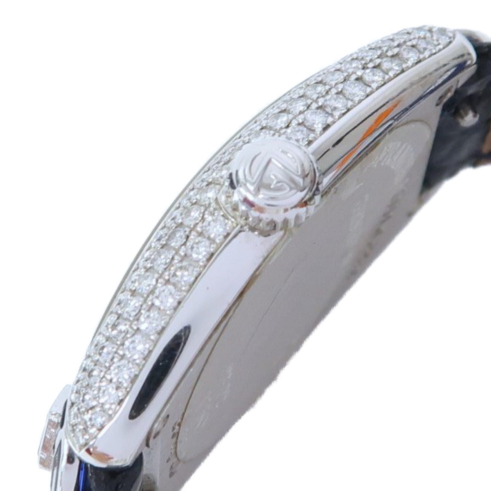 FRANCK MULLER Sapphire Diamond Watch 18K白金/皮革帶手錶手動機芯珍珠色